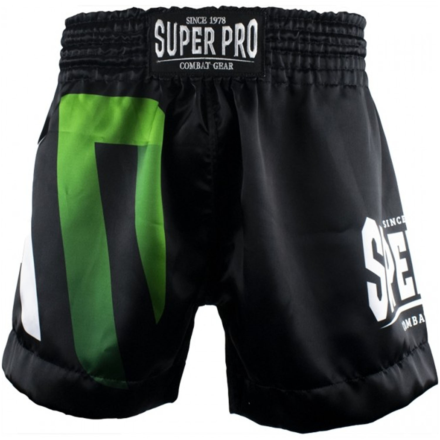 Super Pro Muay Thai Shorts, No Mercy, schwarz