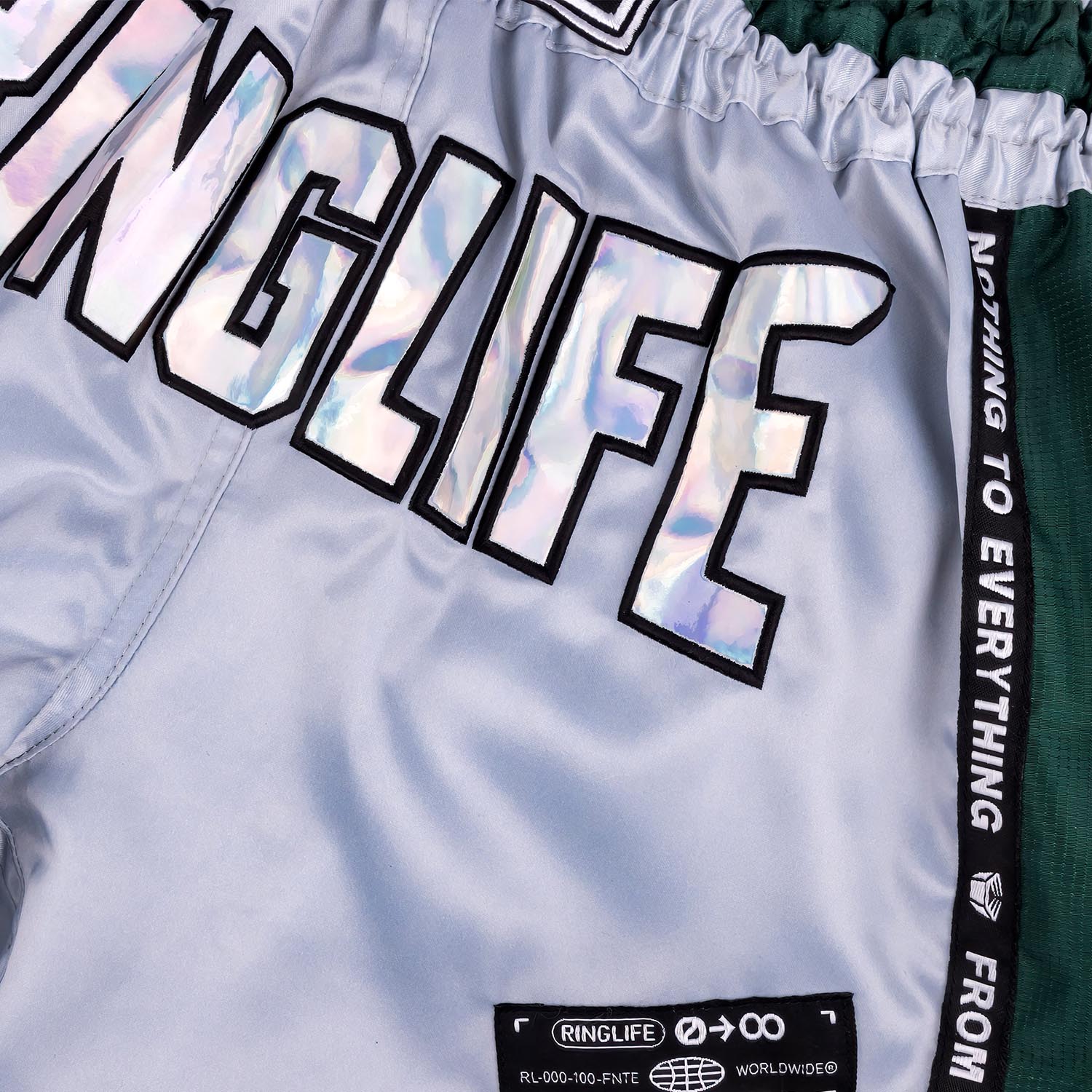 RINGLIFE Muay Thai Shorts, Vanguard, silver-green, XXL