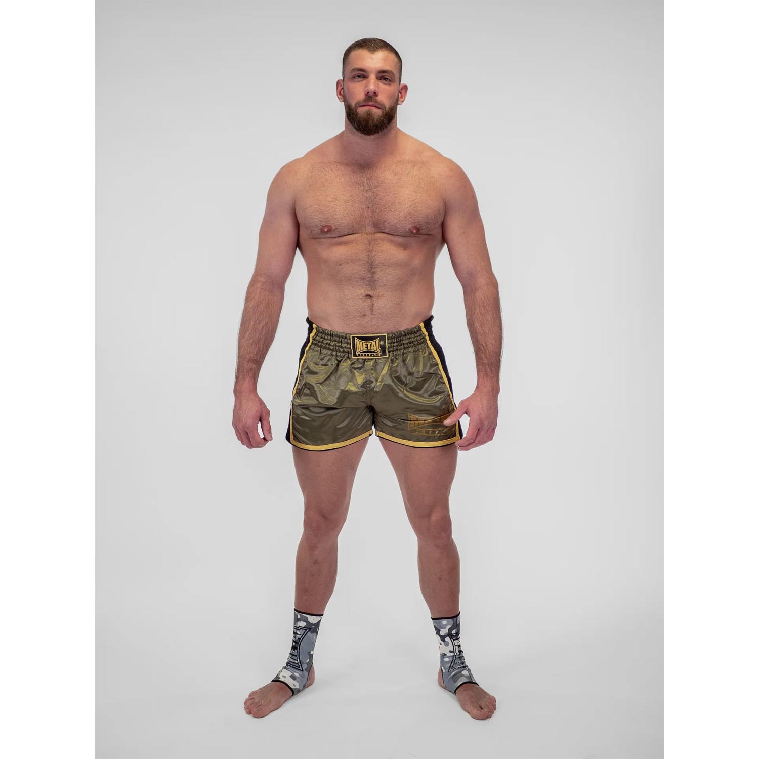 Metal Boxe Muay Thai Shorts, Extreme, khaki-gold, S