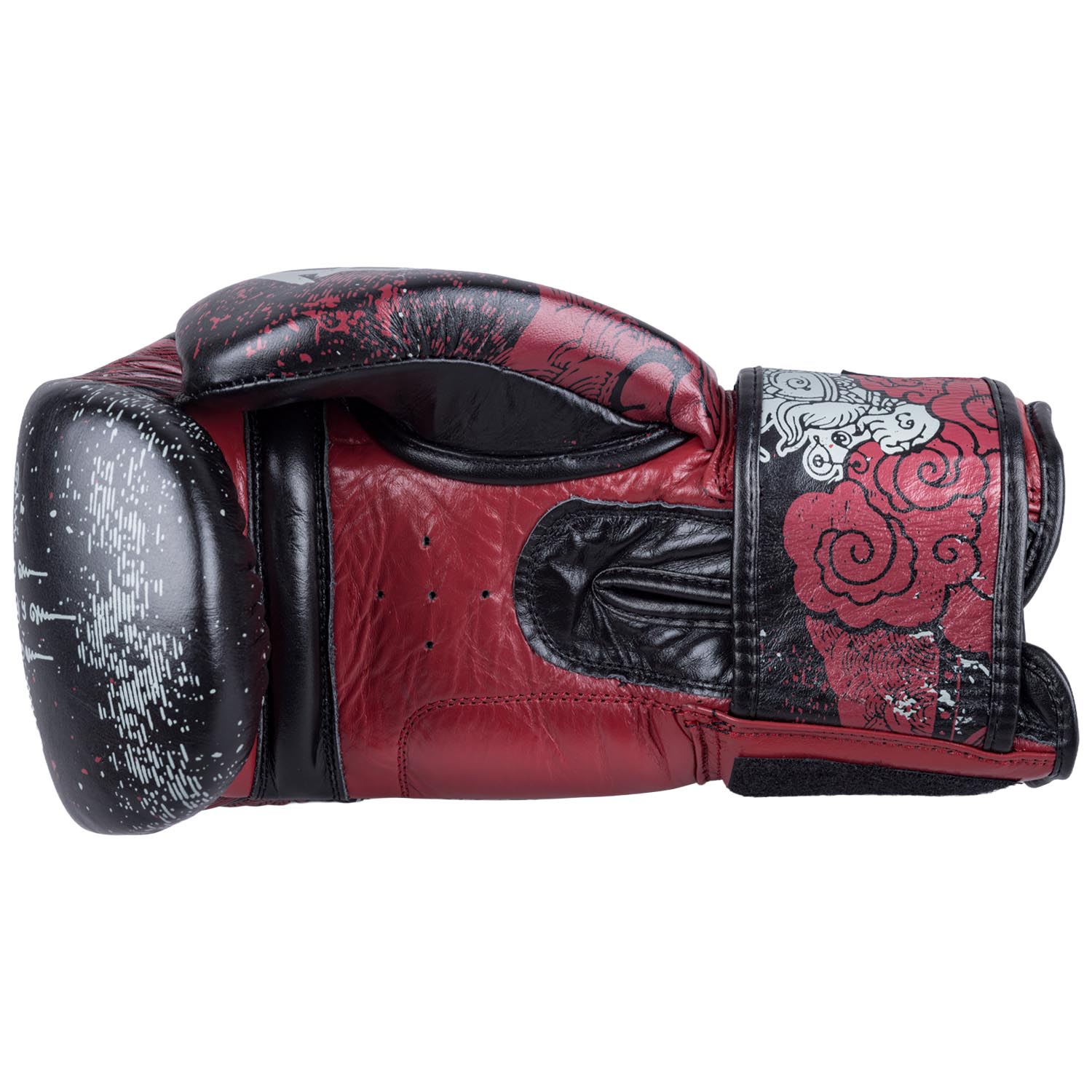 8 WEAPONS Boxing Gloves, Hanuman Yant, black-red, 10 Oz