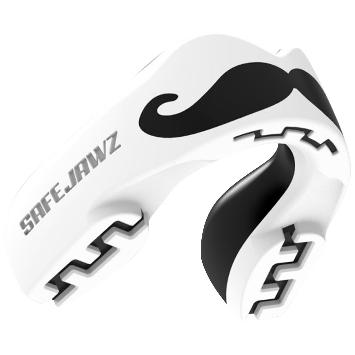 Safejawz Mouthguard, Extro Series, Moustache, white-black