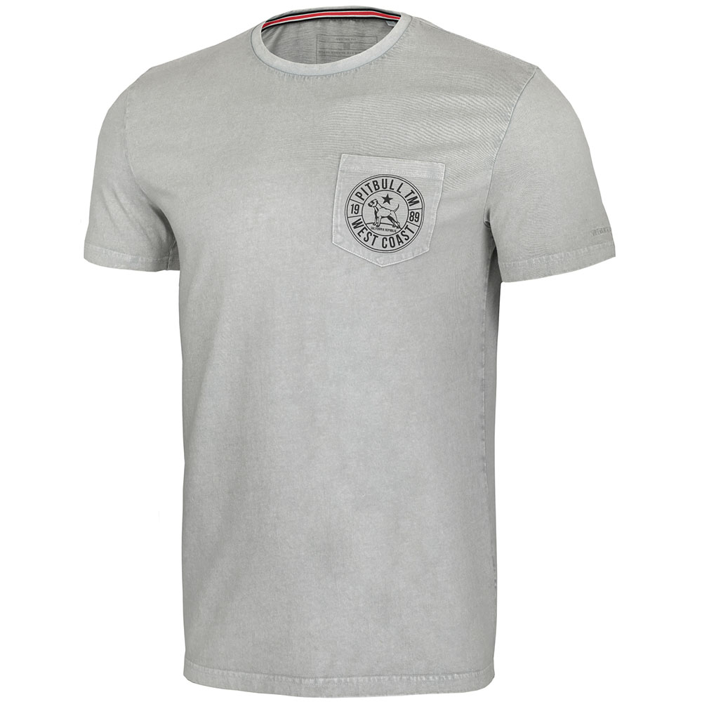 Pit Bull West Coast T-Shirt, Circle Dog Pocket, grau