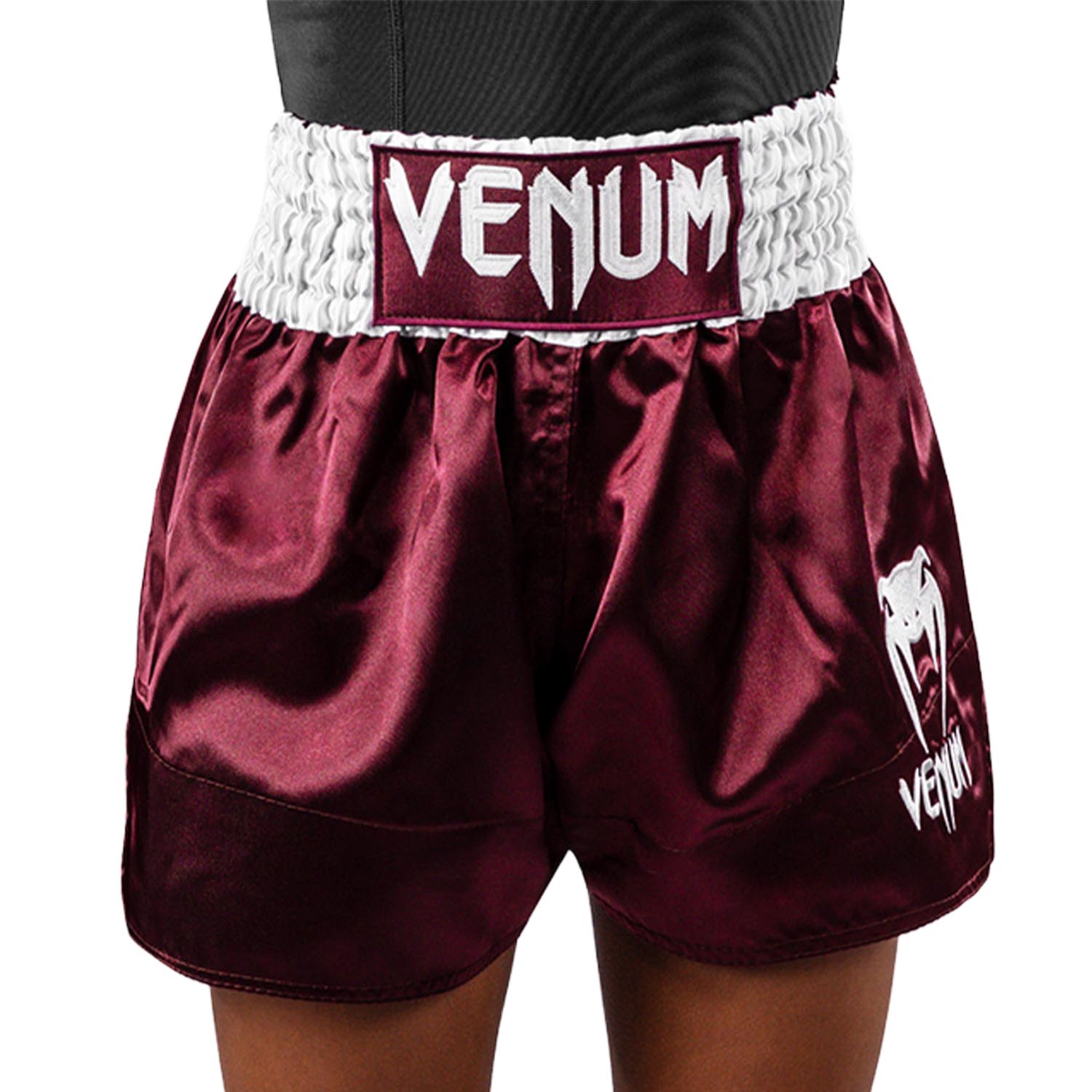 VENUM Muay Thai Shorts, Classic, wine red-white, XL