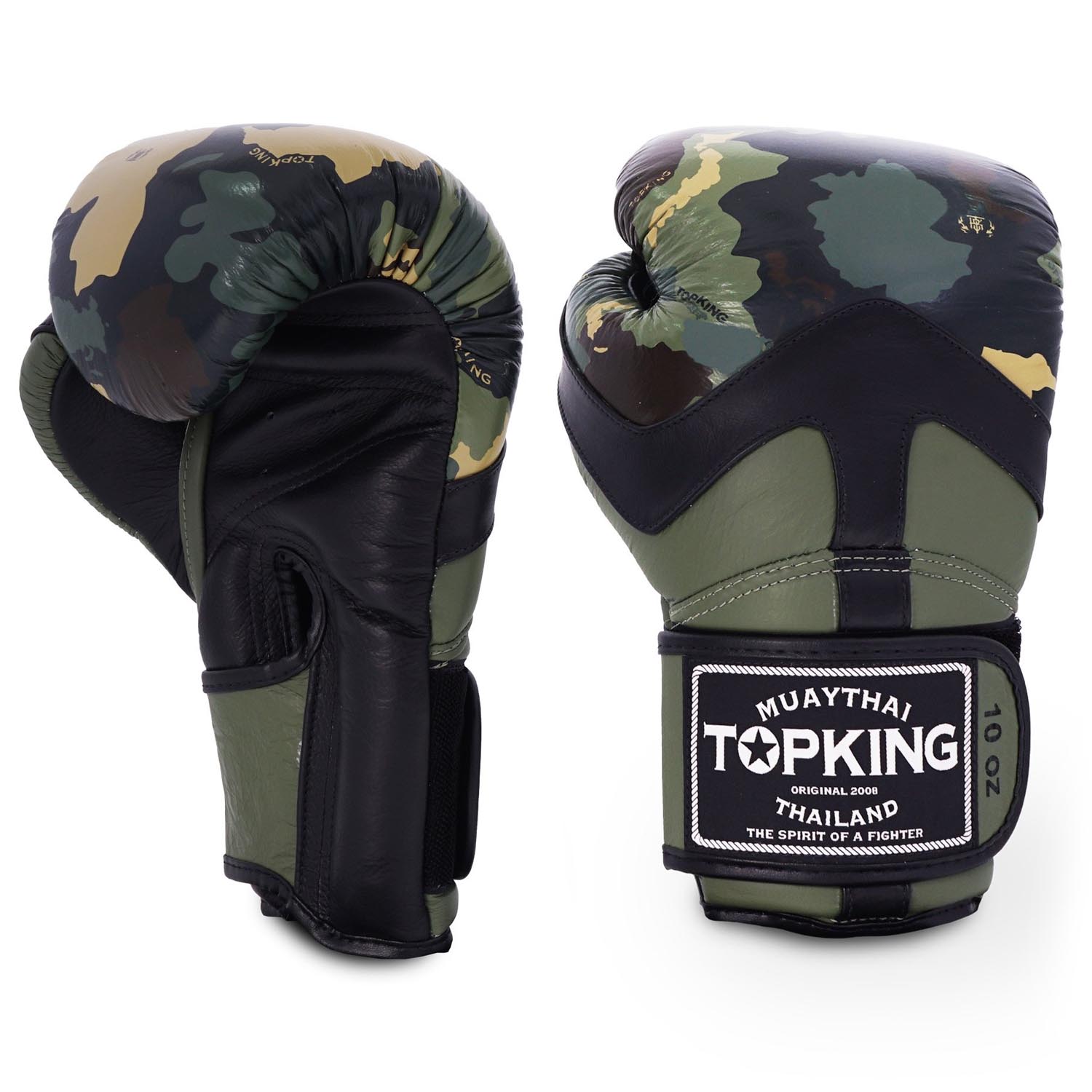 TOP KING BOXING Boxing Gloves, Camouflage, green, 16 Oz