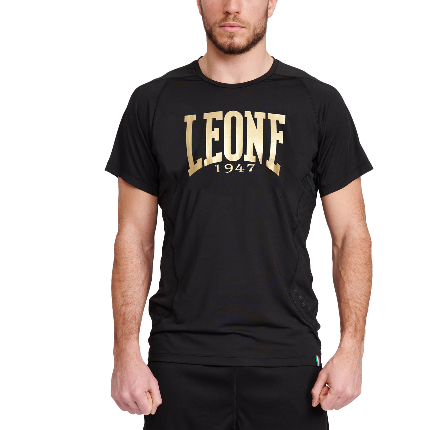 LEONE Fitness T-Shirt, DNA, ABX706, schwarz-gold