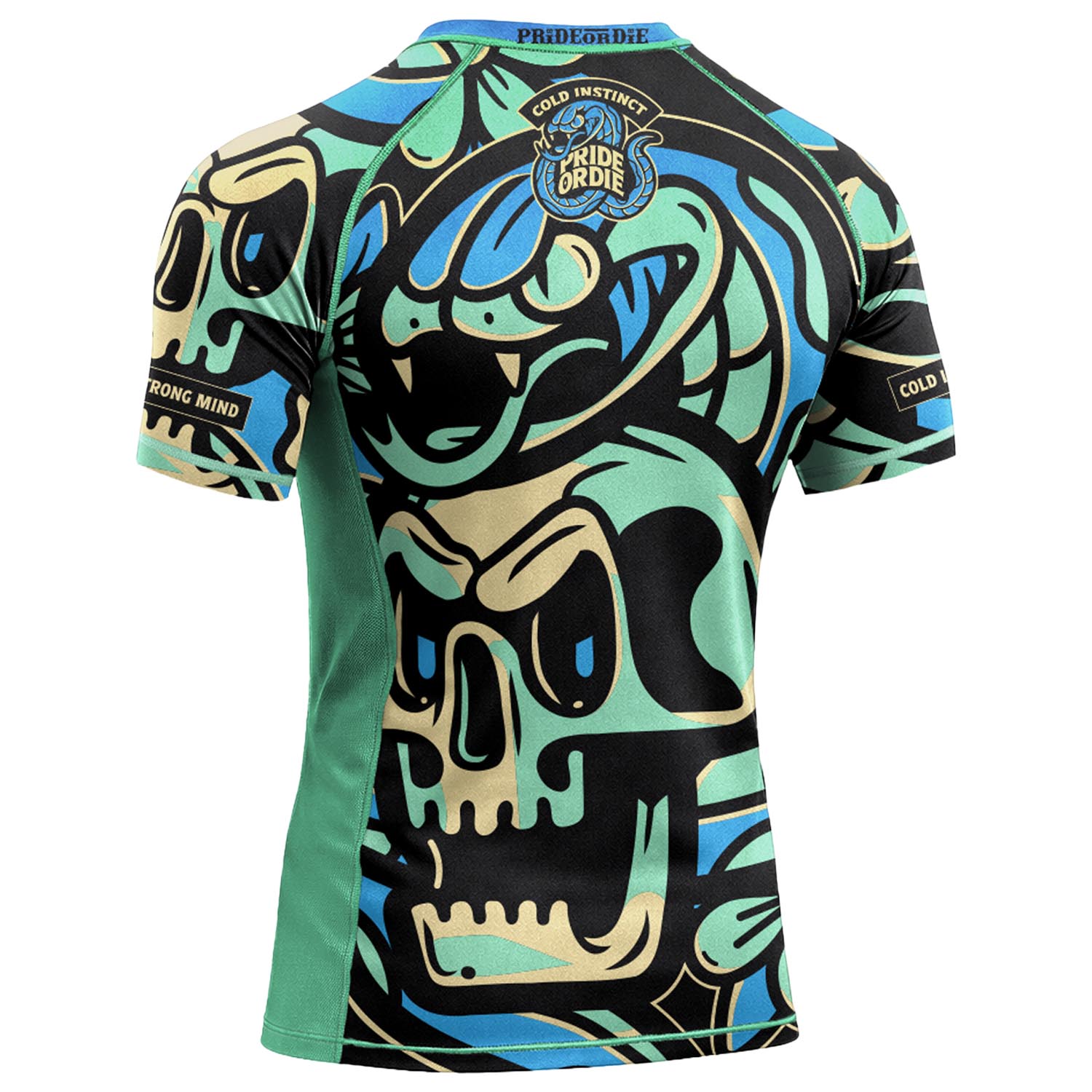 PRiDEorDiE Rashguard, S/S, Cold Instinct, green-black, XL