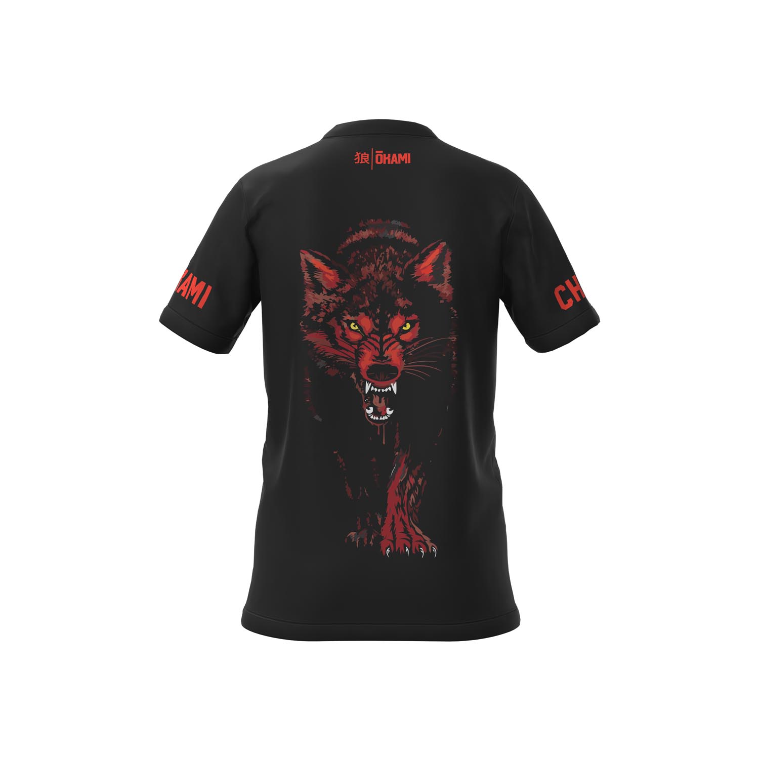 OKAMI Functional Shirt, Kids, Wolfpack, black-red