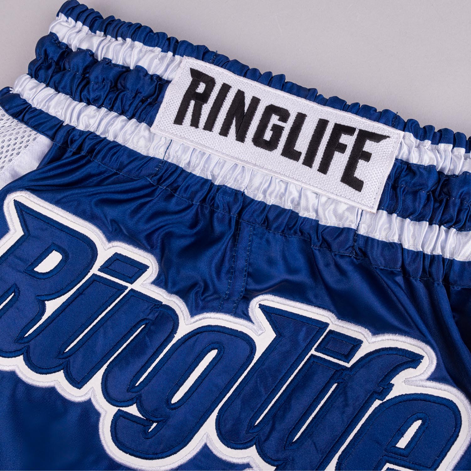 RINGLIFE Muay Thai Shorts, Represent, navy-white, S