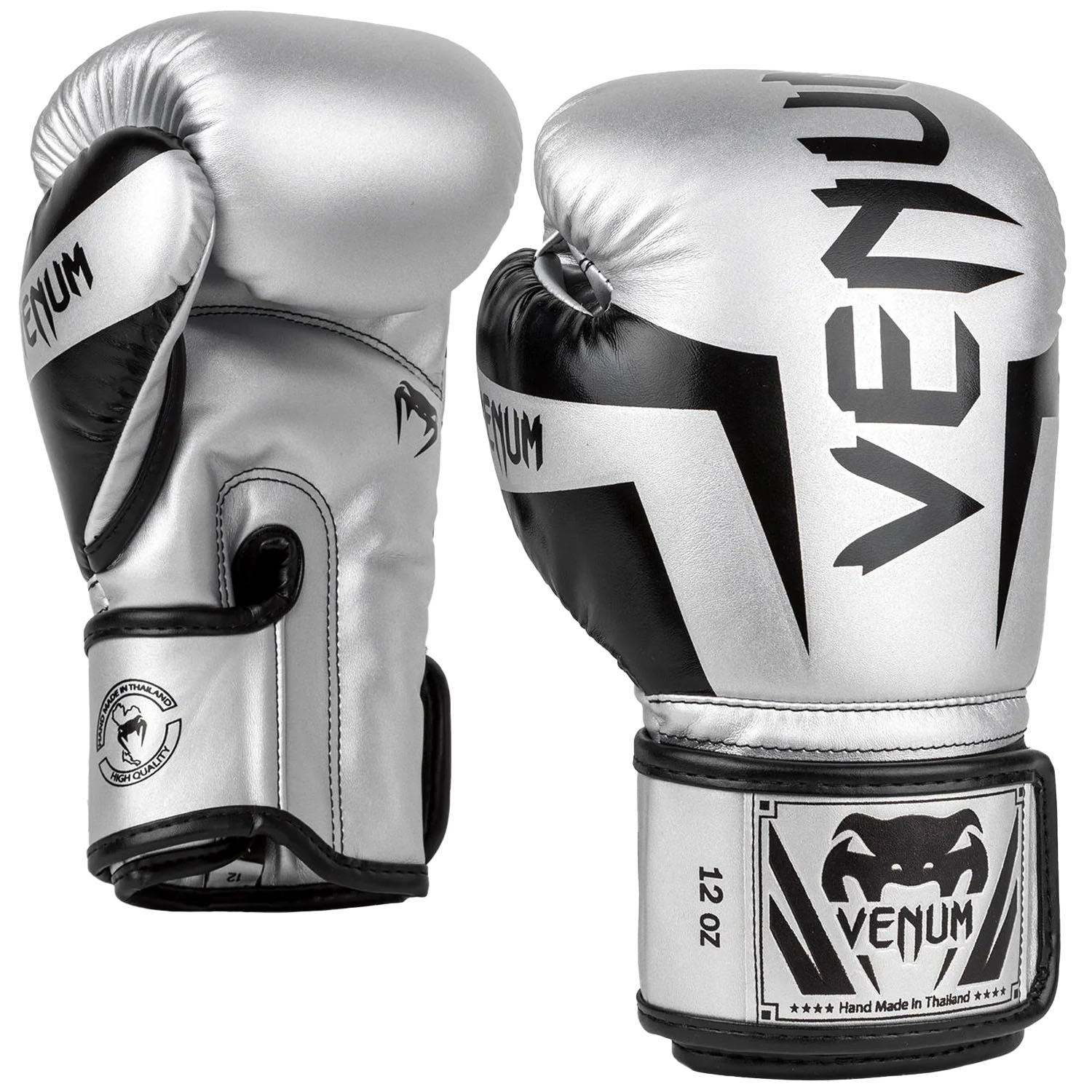 VENUM Boxing Gloves, Elite, silver-black