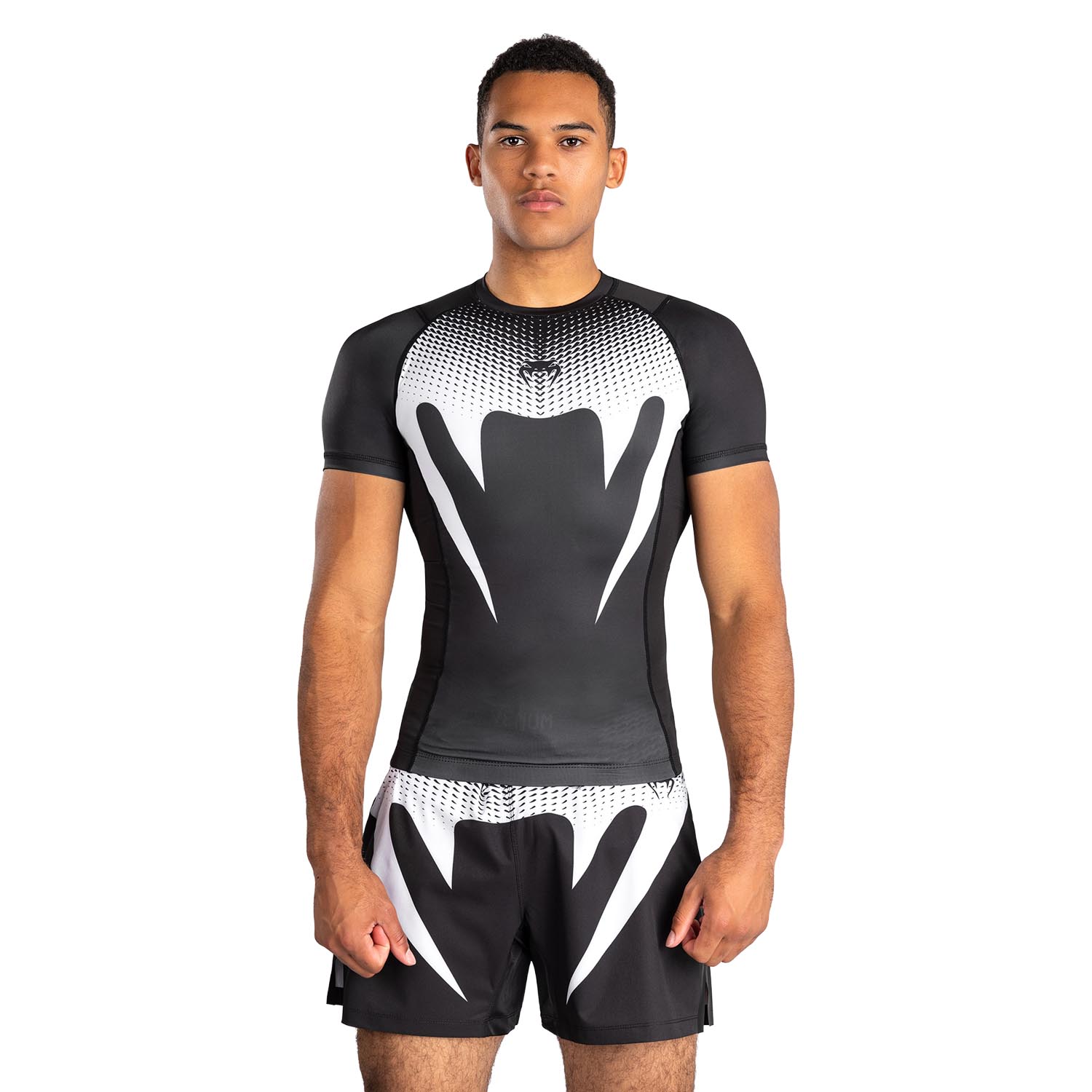 VENUM Rashguards, S/S, No Gi, black-white, L