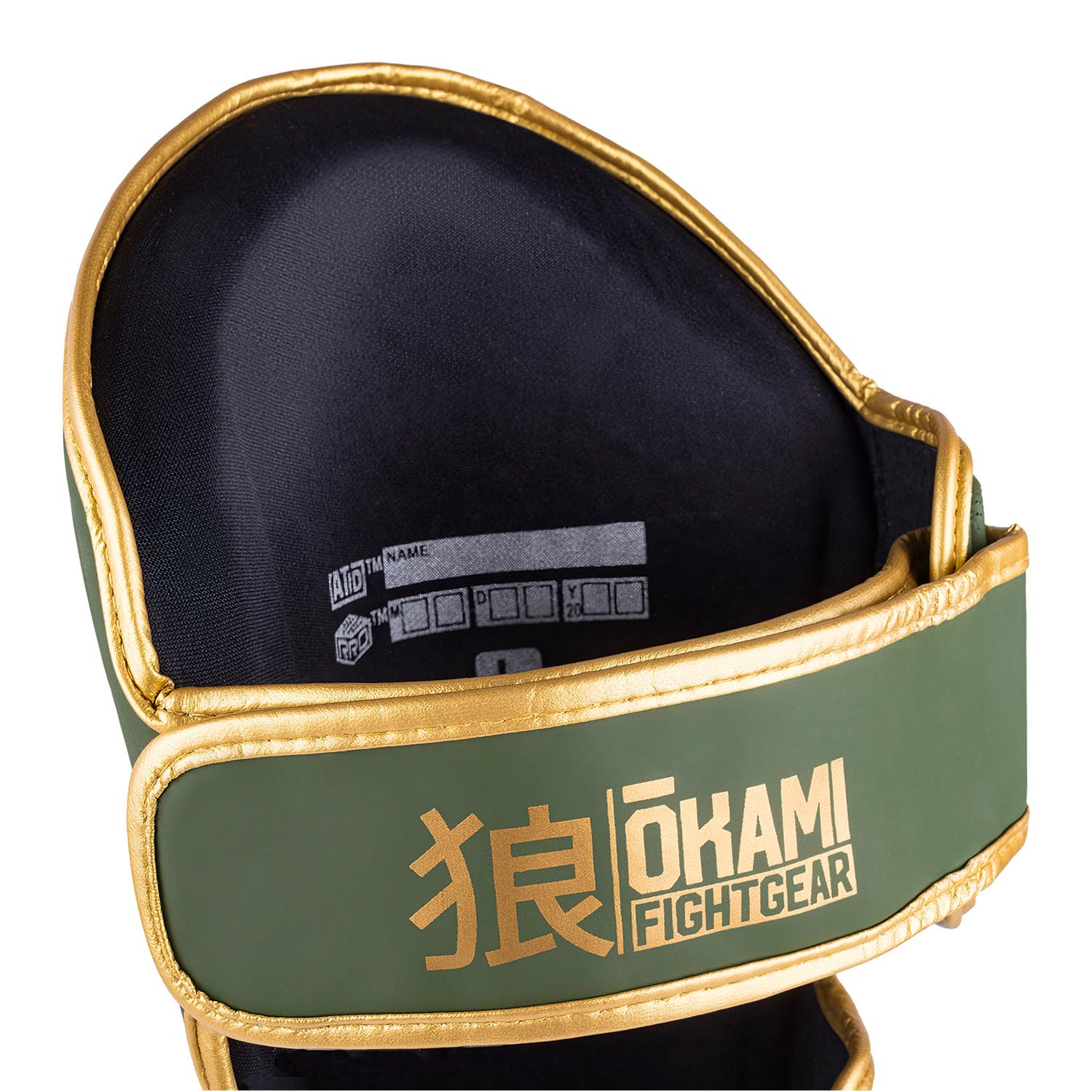 OKAMI Shinguards, Competitor V2, olive-gold, XL