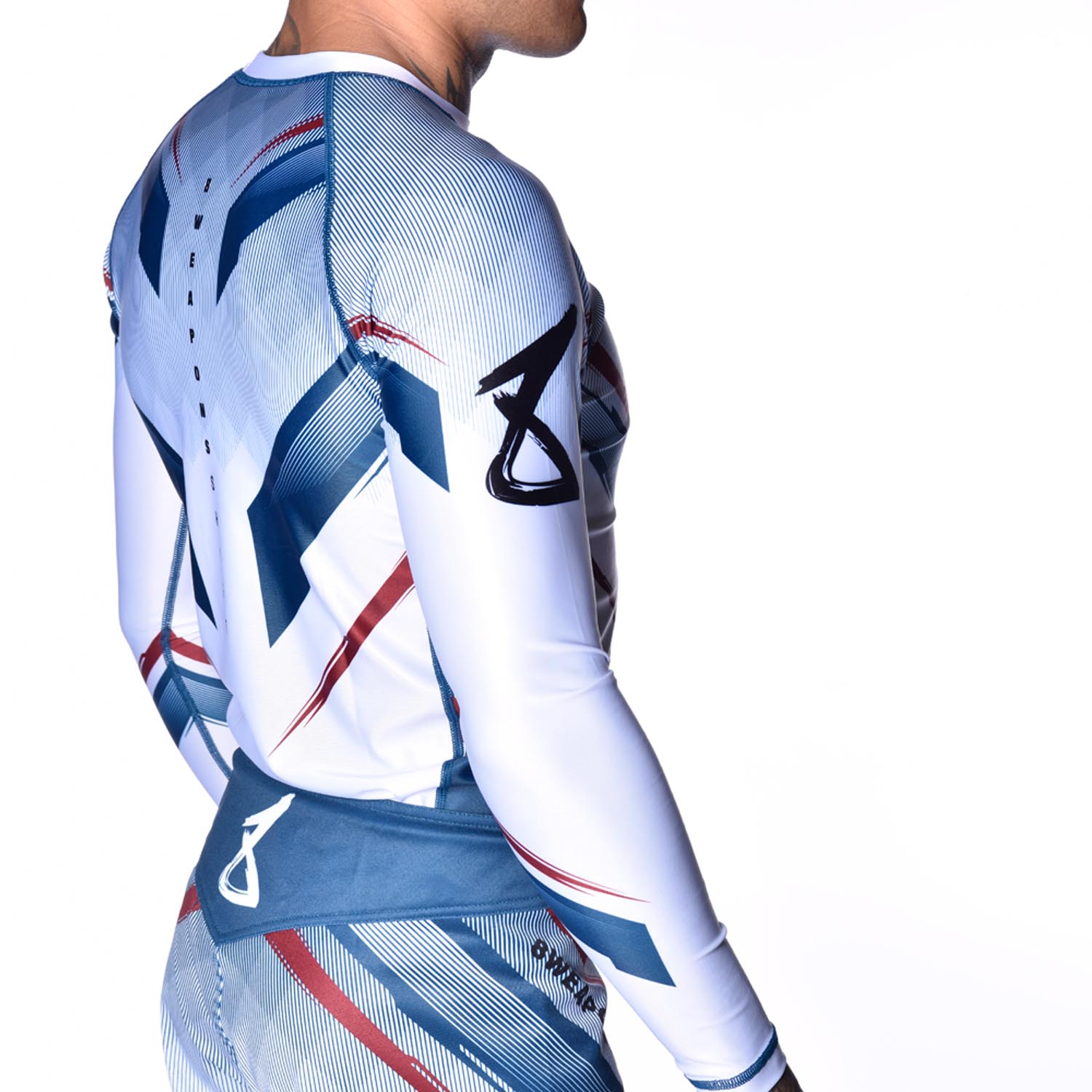 8 WEAPONS Rashguard, L/S, Shift, white-navy-red, XXL