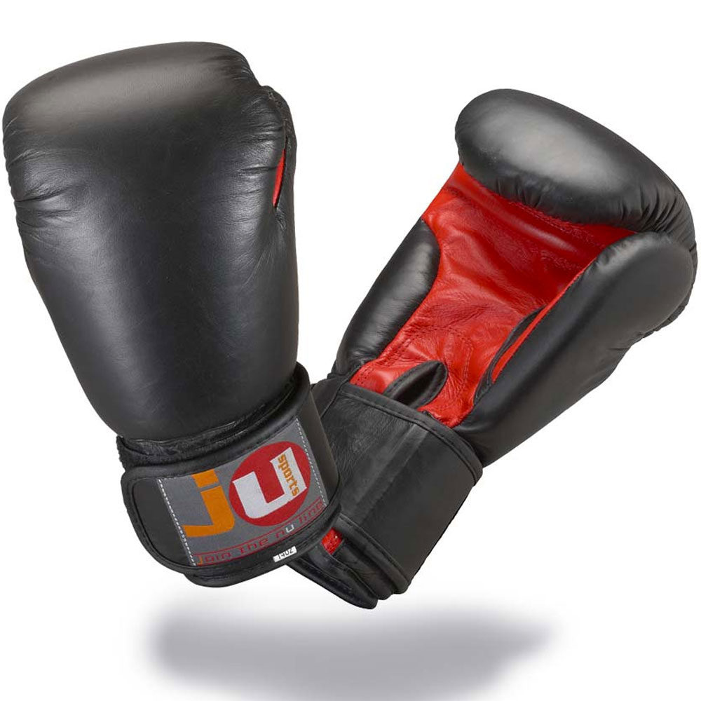 Ju-Sports Boxhandschuhe, Sparring Leder, schwarz, 20 Oz
