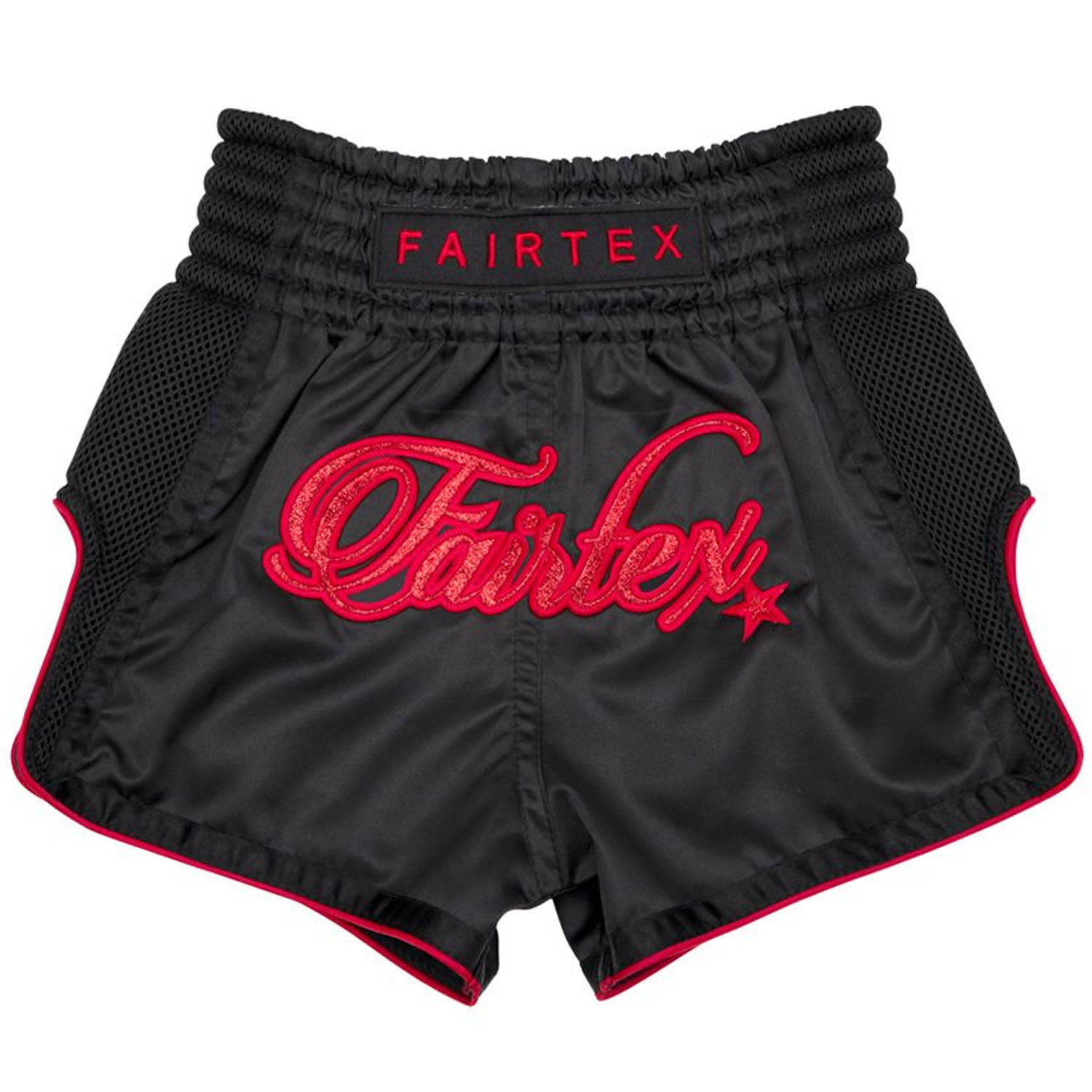 Fairtex Muay Thai Shorts, Kinder, BSK2104, schwarz-rot, 4-6 J