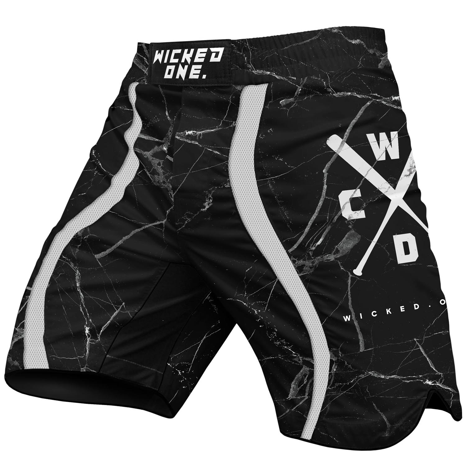 Wicked One MMA Fight Shorts, Broken, schwarz