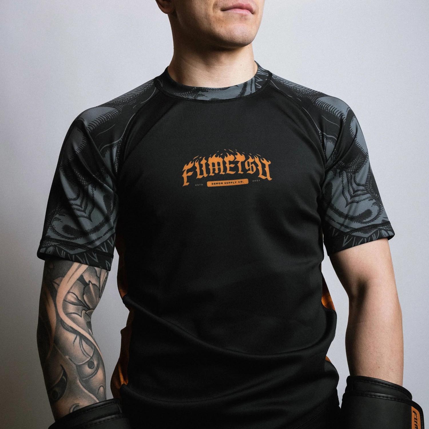 Fumetsu Rashguard, S/S, Oni, black-bronze, XXL