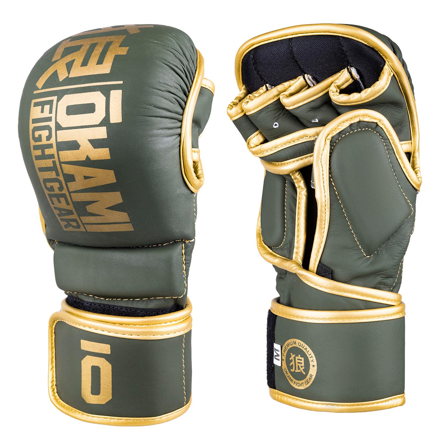 OKAMI MMA Sparring Gloves, Competitor V2, olive-gold, M