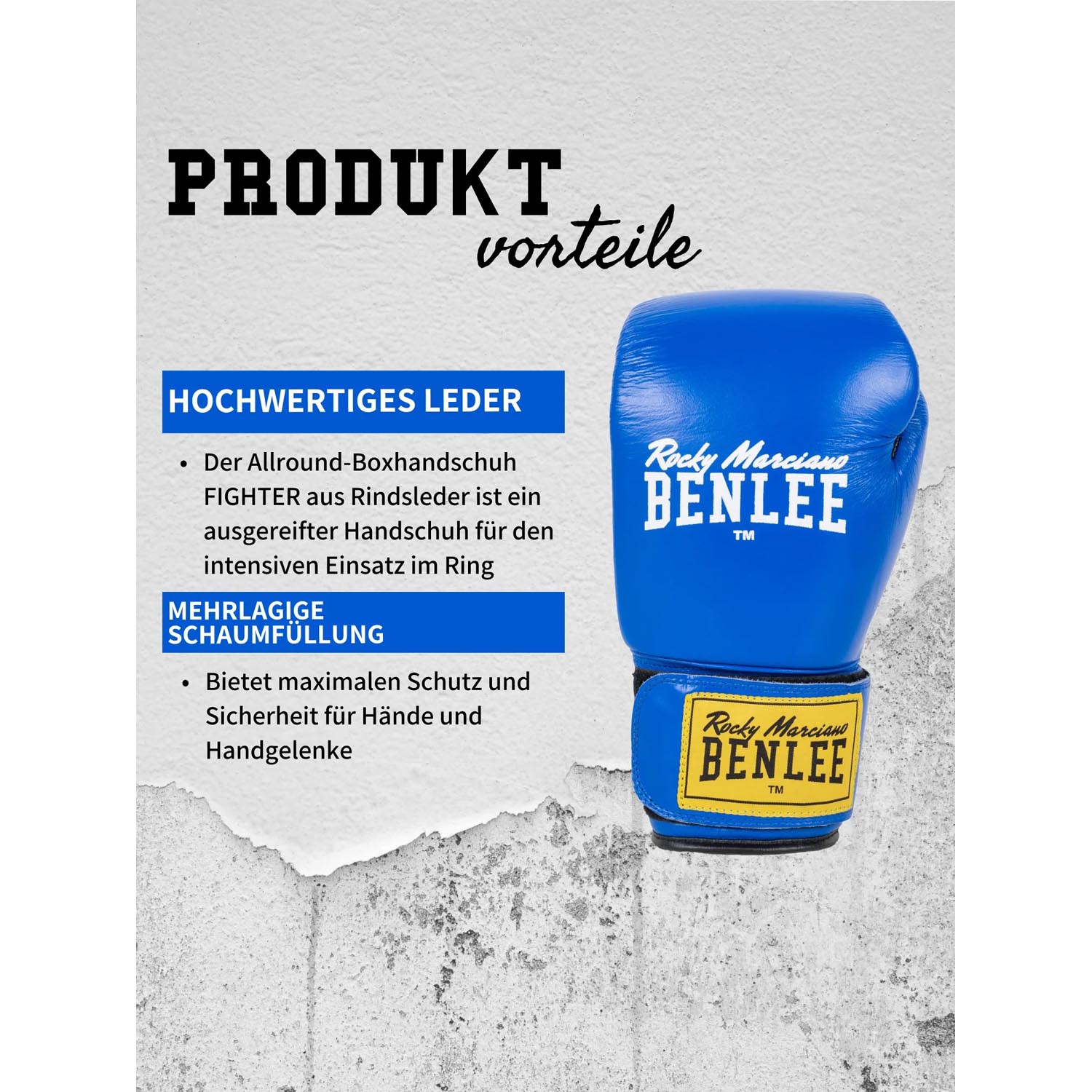BENLEE Boxing Gloves, Fighter, blue-white, 16 Oz