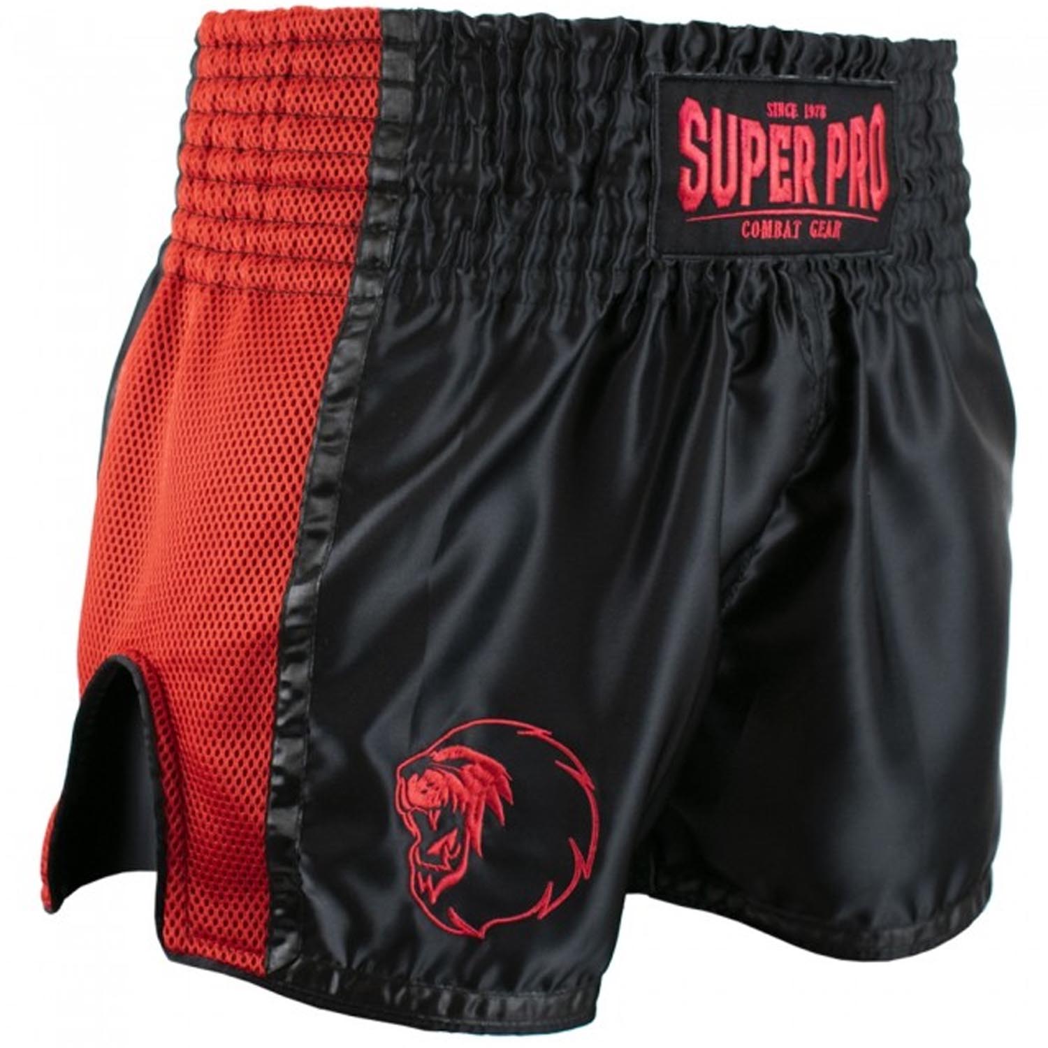Super Pro Muay Thai Shorts, Brave, schwarz-rot, S