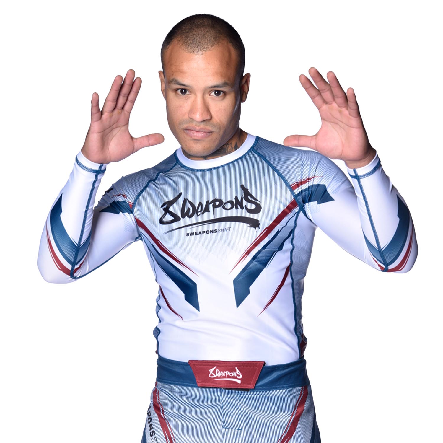 8 WEAPONS Rashguard, L/S, Shift, white-navy-red, XXL