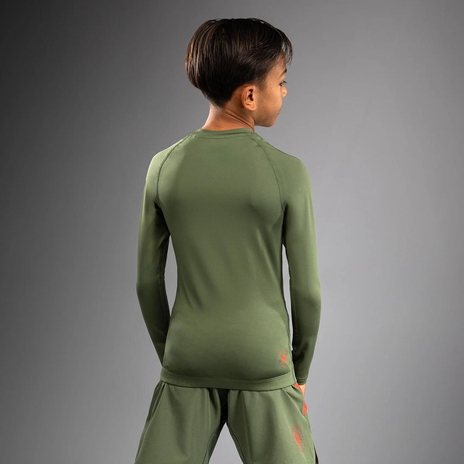 VENUM Rashguard, L/S, Kids, Contender, khaki-orange, 14 J