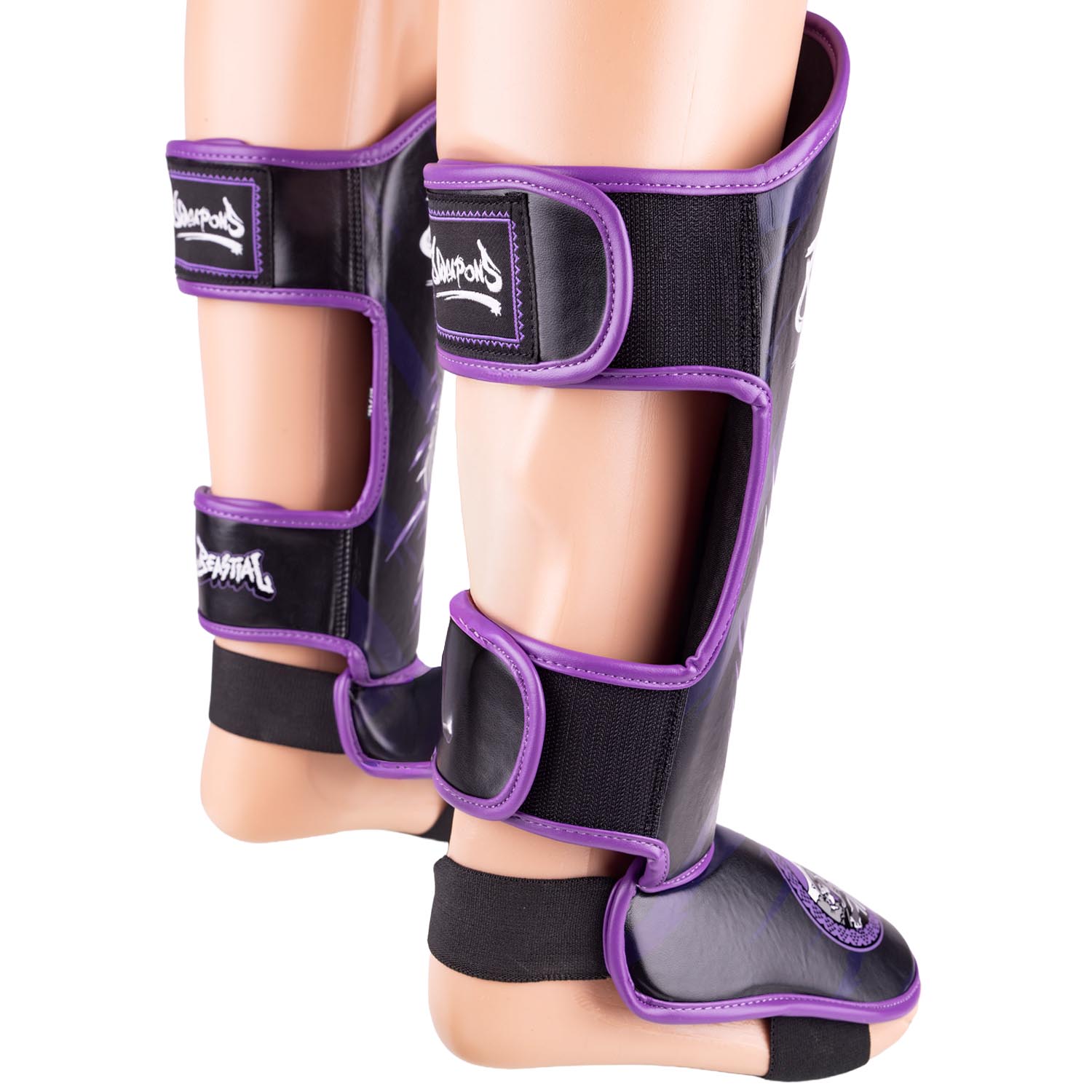 8 WEAPONS Shin Guards, Kids, Beastial Panther, black-purple, XXXL