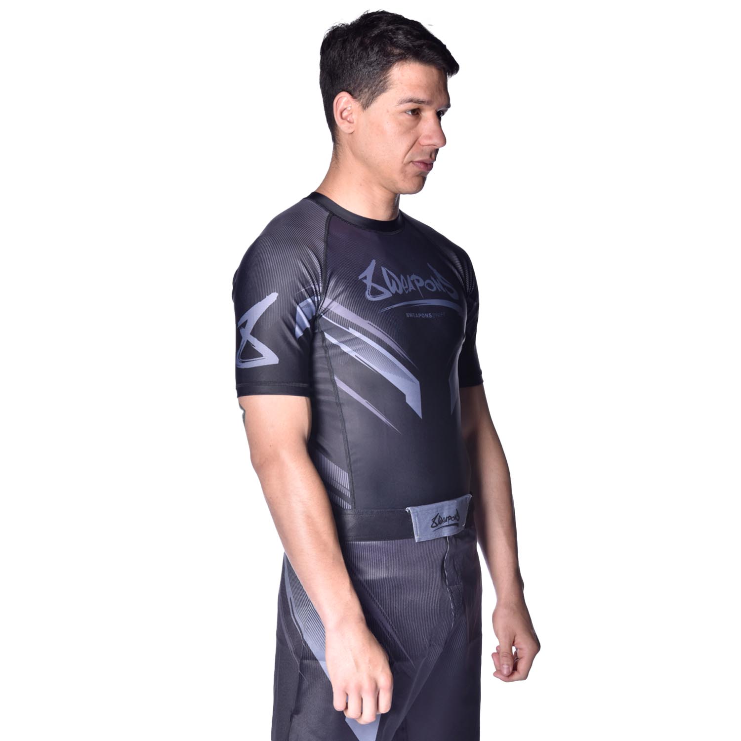 8 WEAPONS Rashguard, S/S, Shift, schwarz-matt XXL