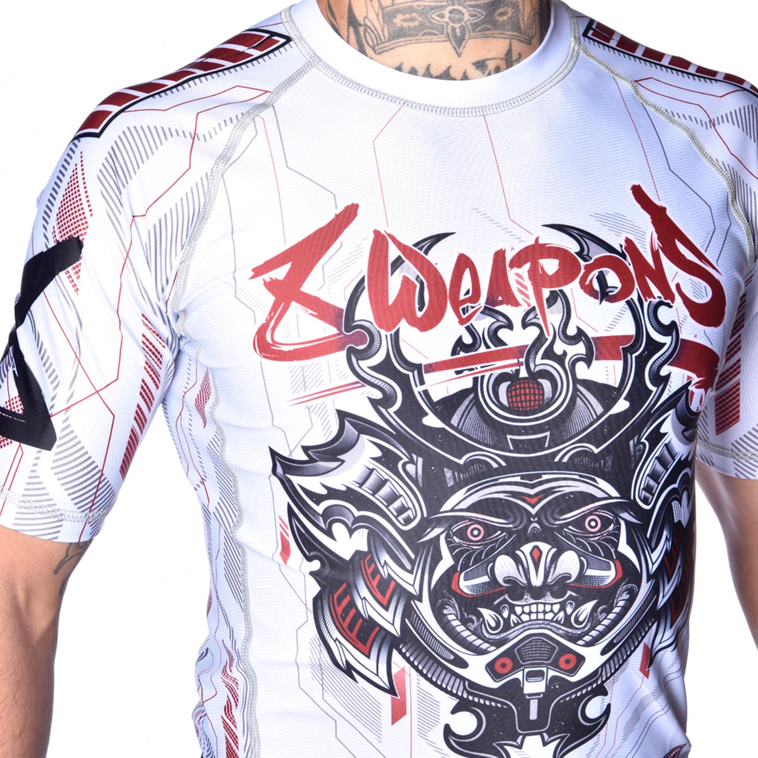 8 WEAPONS Rashguard, S/S, Samurai 2.0, white-red, XXL