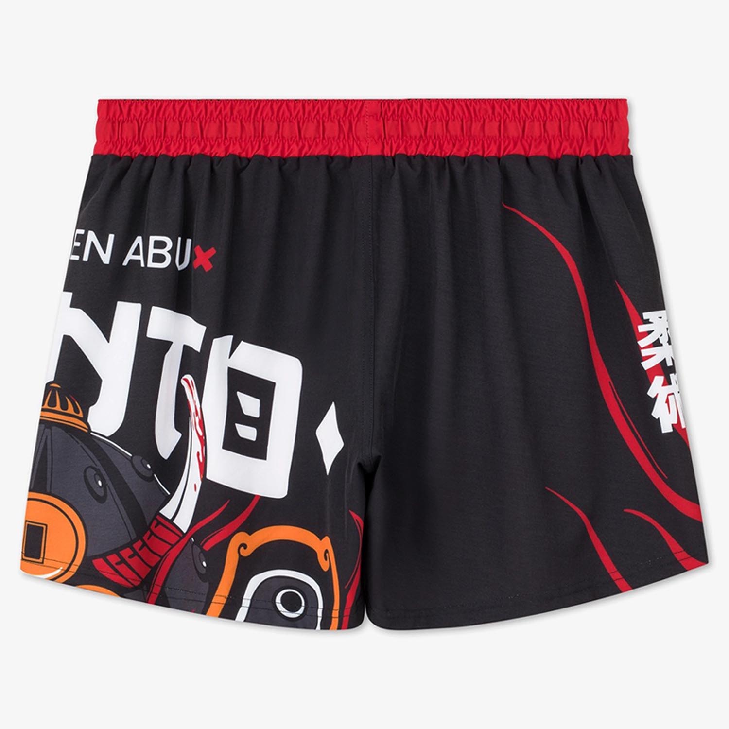 MANTO MMA Fight Shorts, Lucky Cat, black-red, XXL