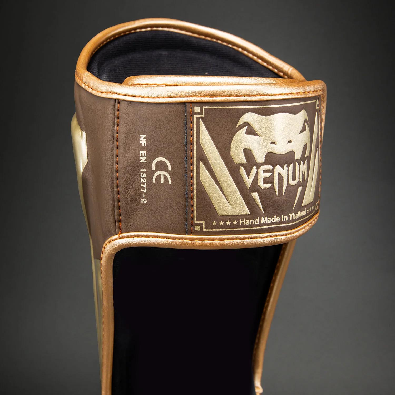 VENUM Shin Guard, Elite, brown-gold, XL