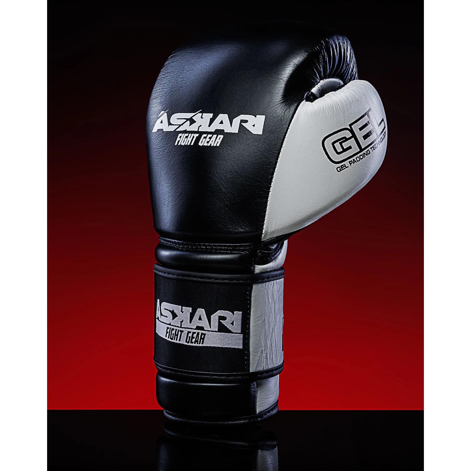 ASKARI Boxing Gloves, Shockwave, black-white, 10 Oz