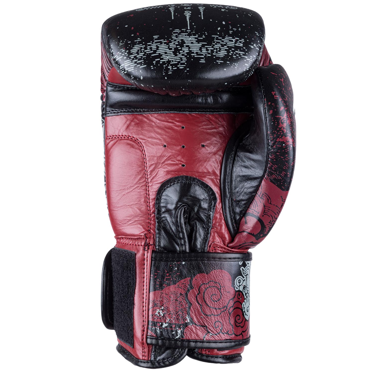 8 WEAPONS Boxing Gloves, Hanuman Yant, black-red, 10 Oz