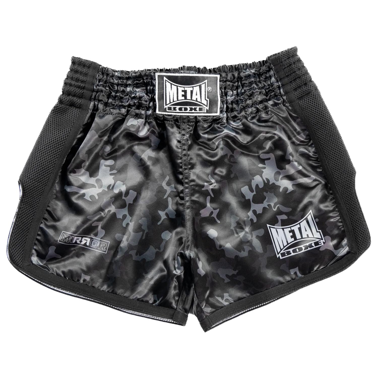 Metal Boxe Muay Thai Shorts, Mirror, black-camo, M