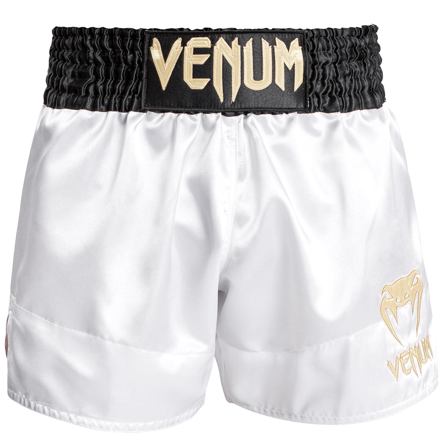 VENUM Muay Thai Shorts, Classic, white-black-gold, XL