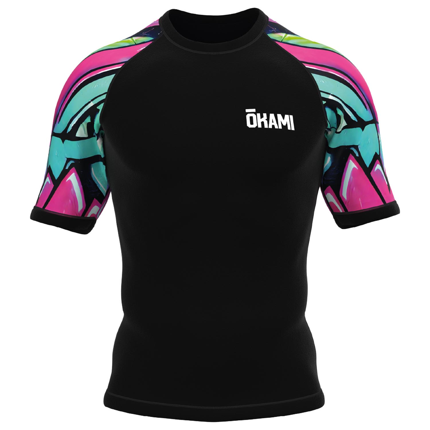OKAMI Rashguard, S/S, Urban Vibe, black-mint-pink, S