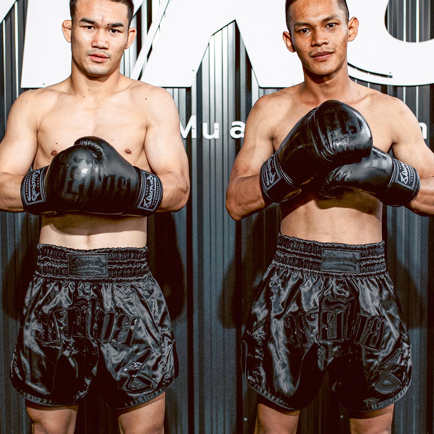 8 WEAPONS Muay Thai Shorts, Bangkok, black-black, XXL