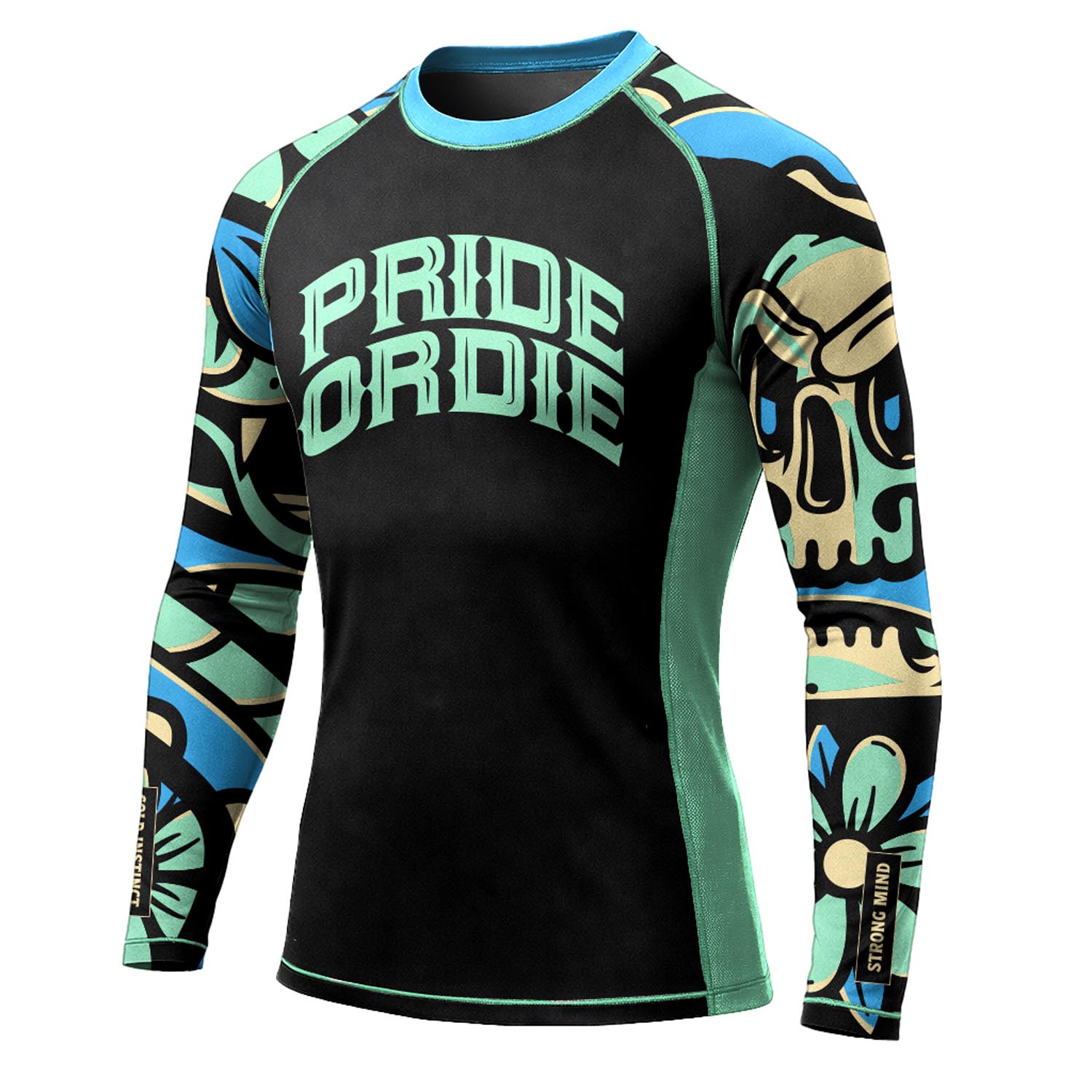 PRiDEorDiE Rashguard, L/S, Cold Instinct, green-black, M