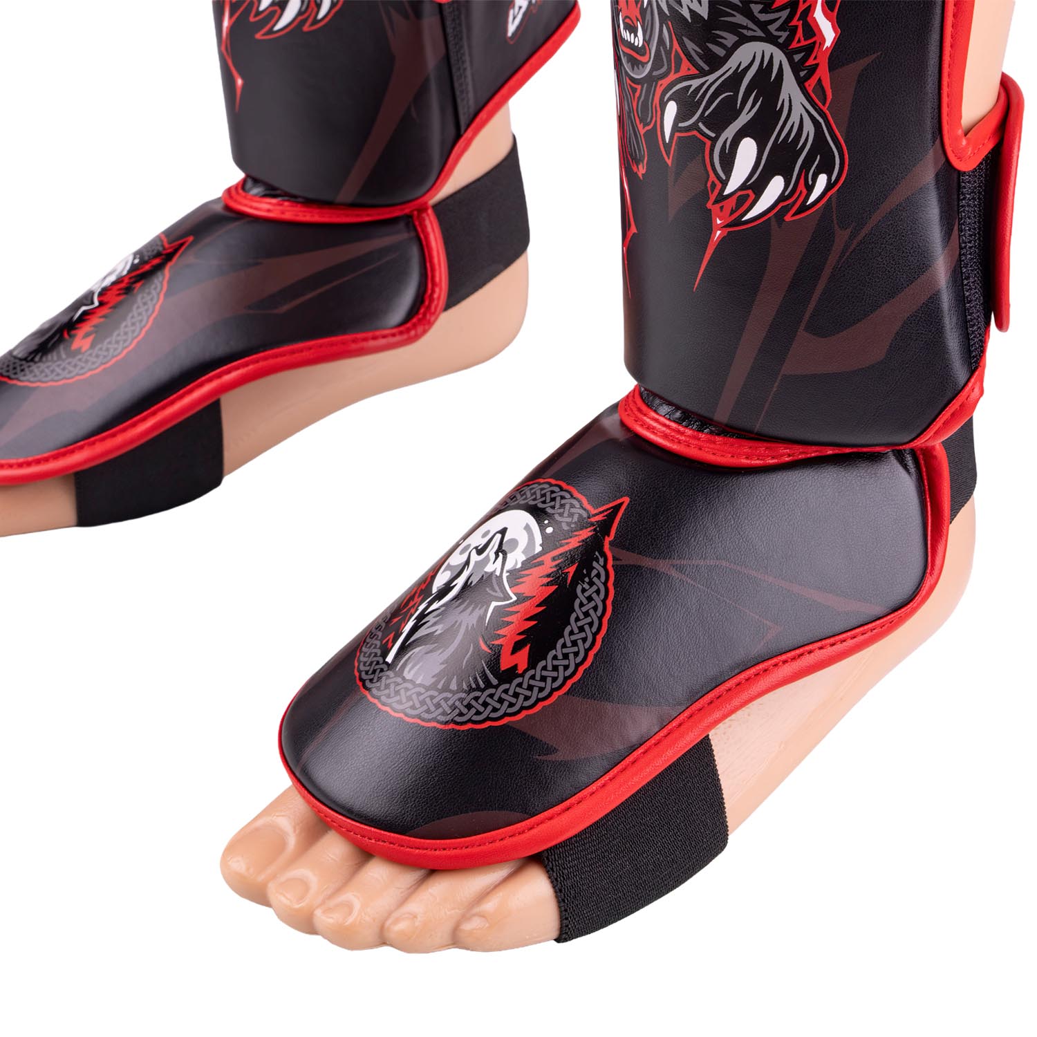8 WEAPONS Shin Guards, Kids, Beastial Wolf, black-red, XXXL