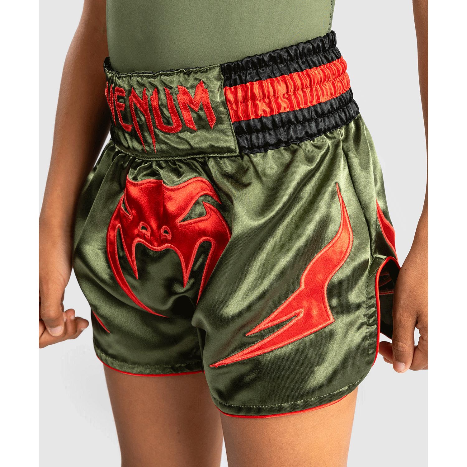 VENUM Muay Thai Shorts, Kids, Inferno, khaki-orange, 14 J