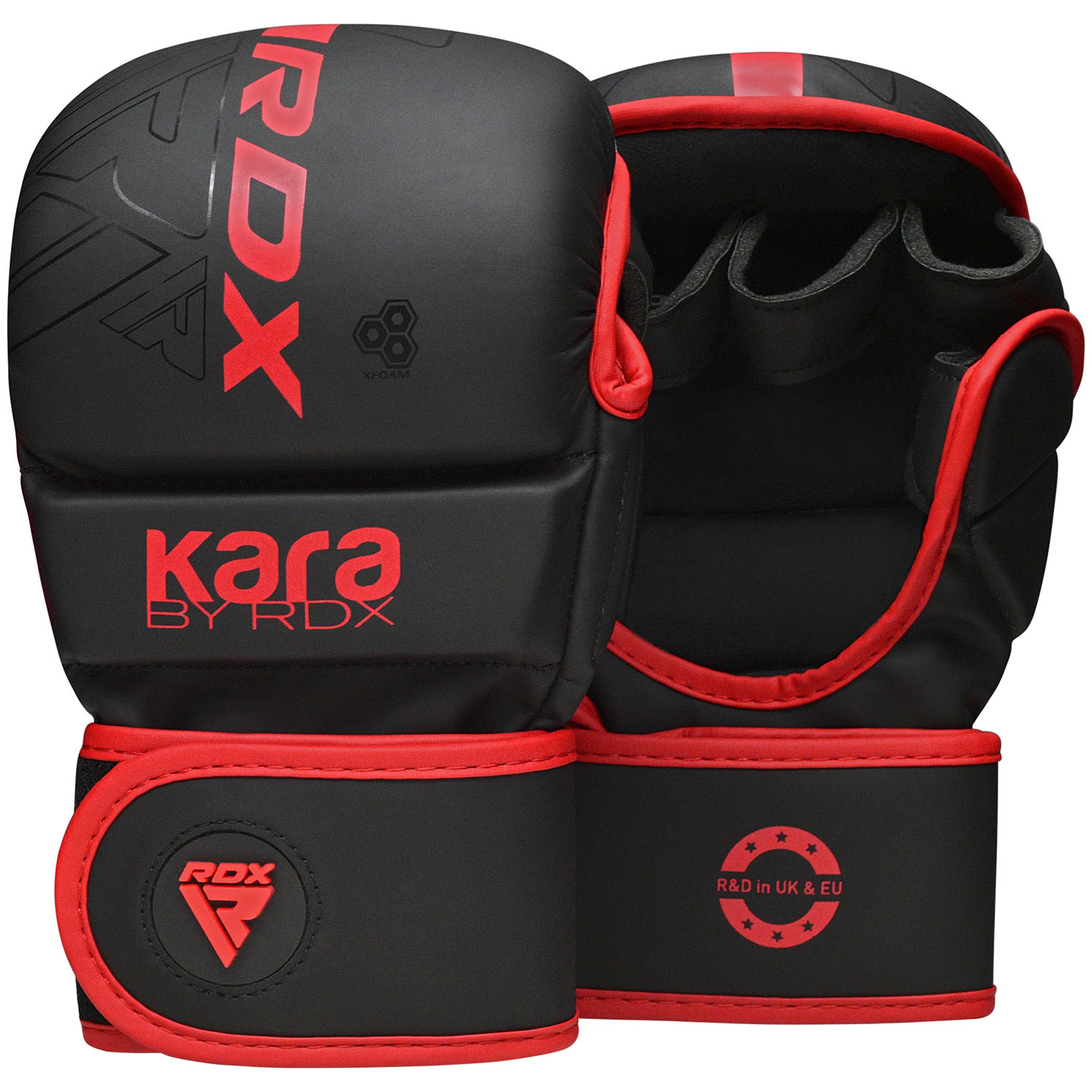 RDX MMA Sparring Boxing Gloves, Kara Series F6, black-red, S/M