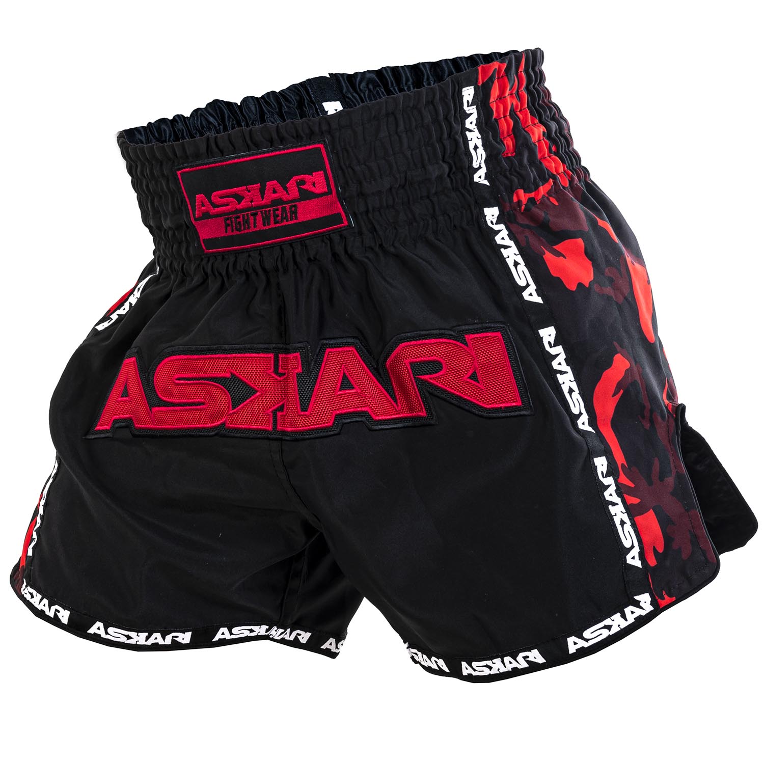 ASKARI Muay Thai Shorts, Sahara, schwarz-rot