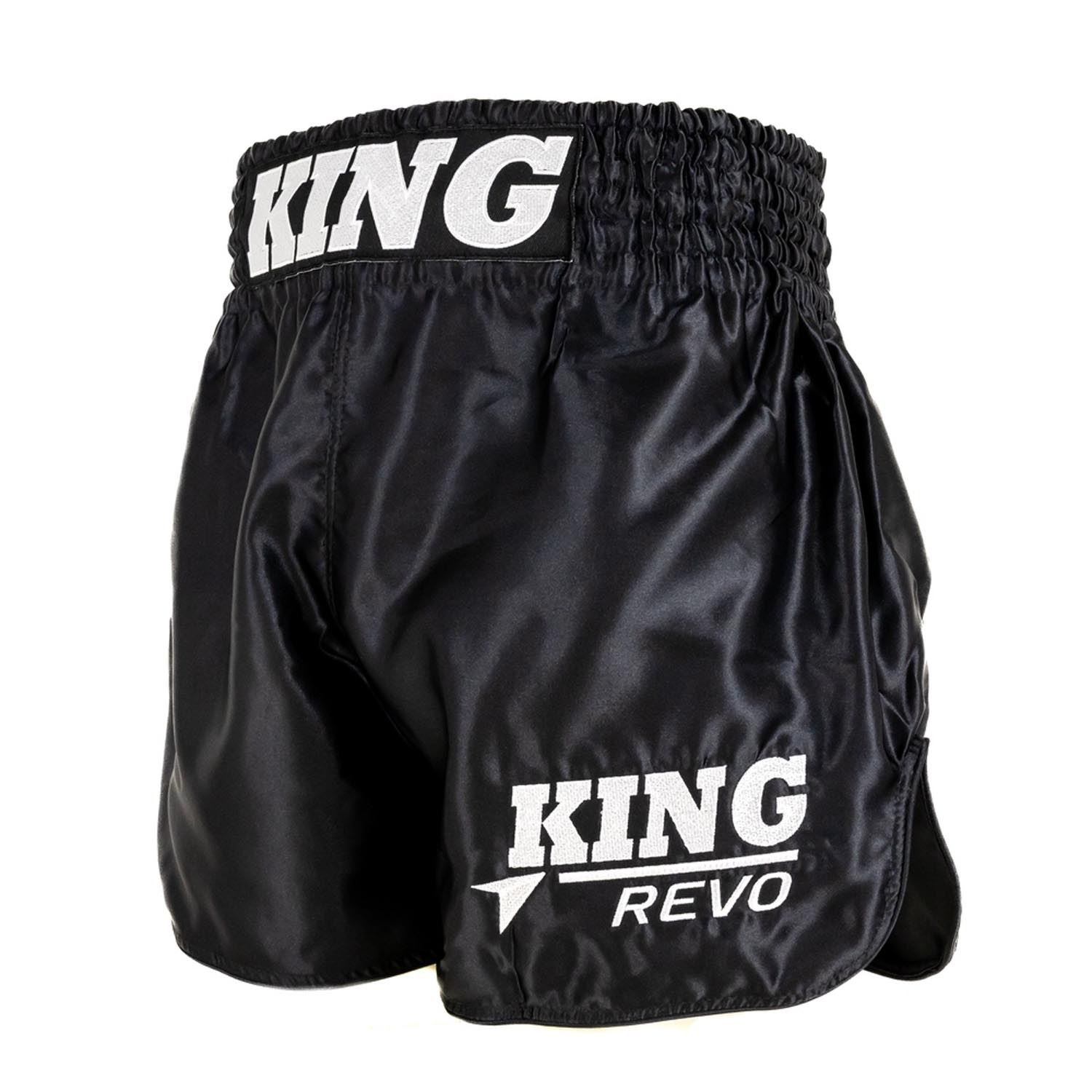 KING PRO BOXING Muay Thai Shorts, Revo 1, black-white, M