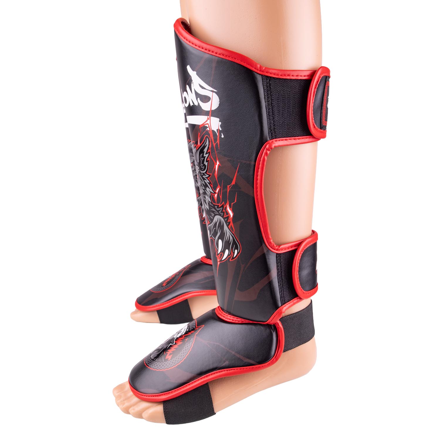 8 WEAPONS Shin Guards, Kids, Beastial Wolf, black-red, XXXL