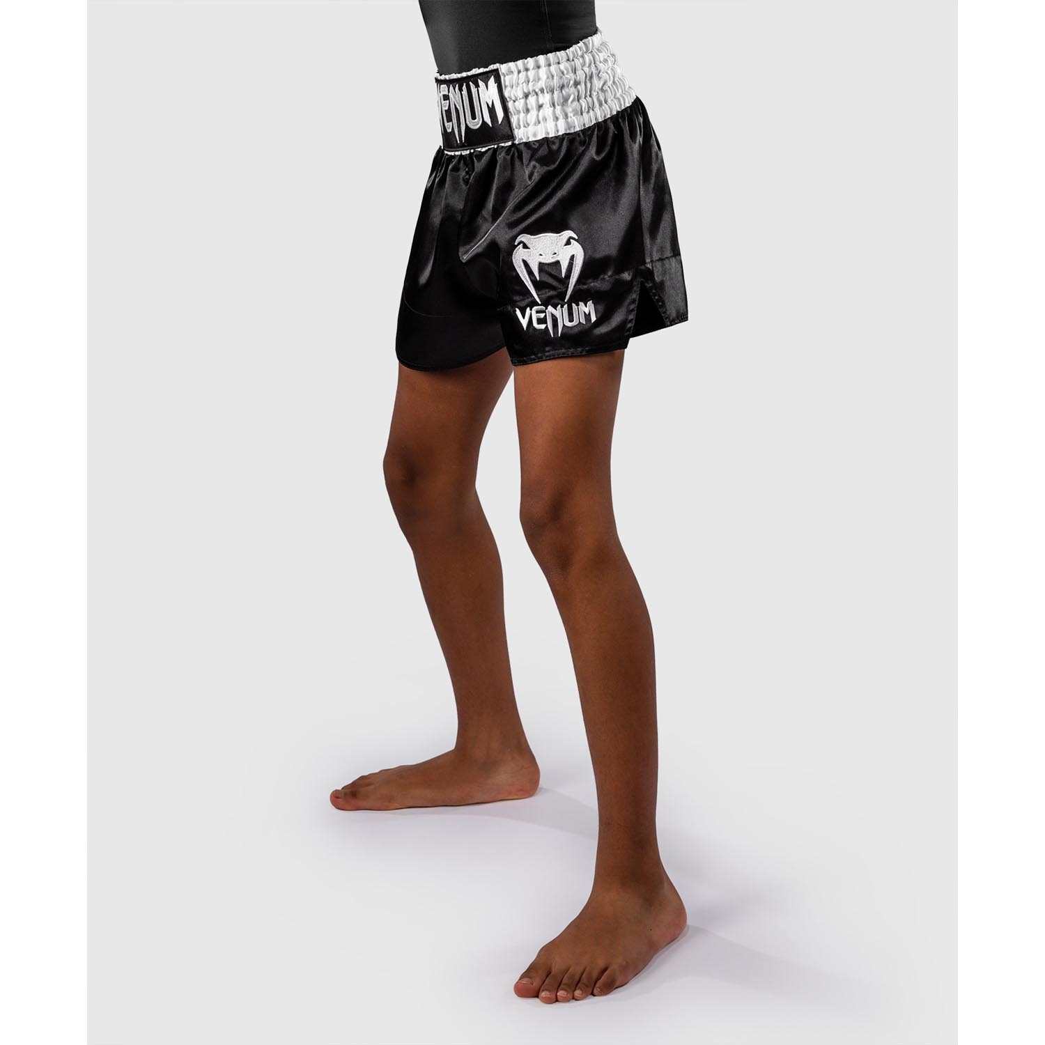VENUM Muay Thai Shorts, Kids, Classic, black-white, 14 J