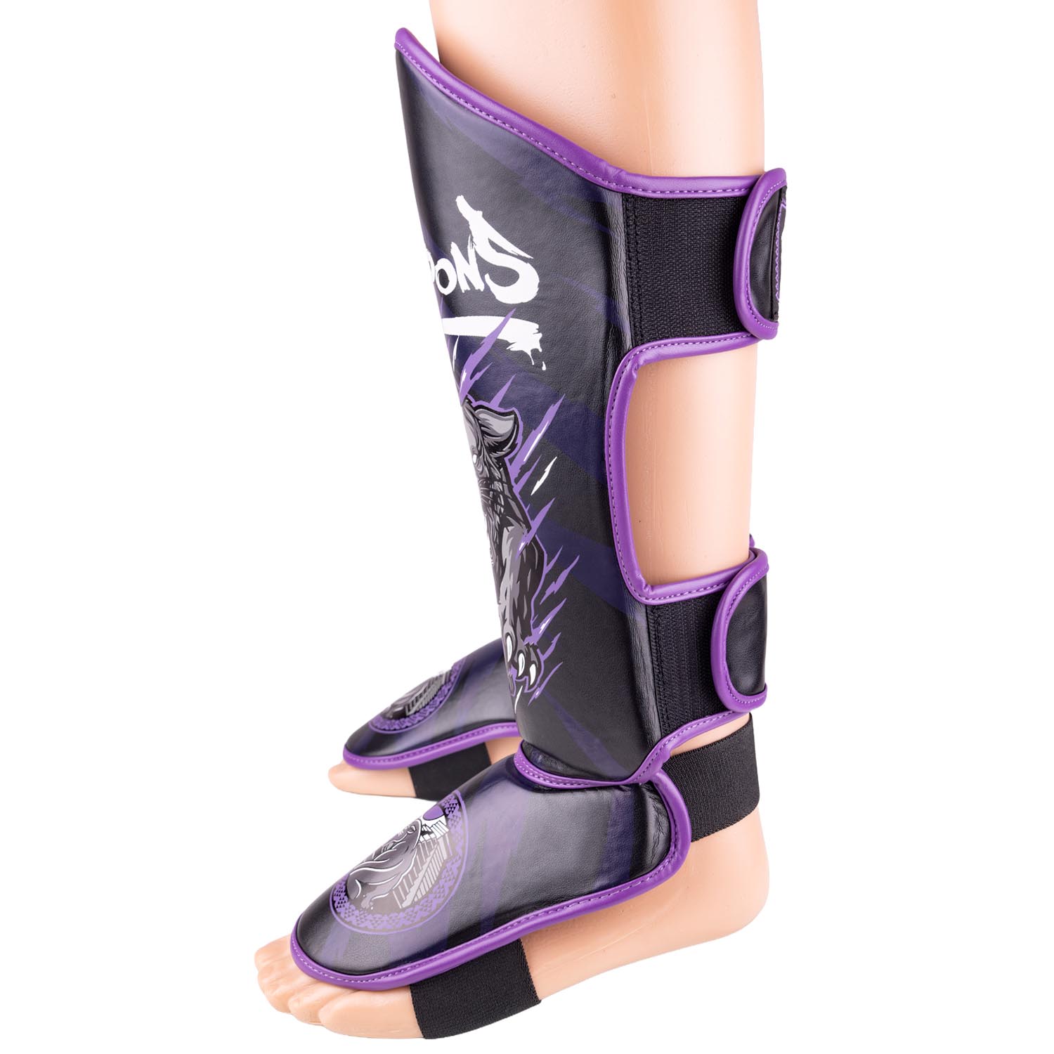 8 WEAPONS Shin Guards, Kids, Beastial Panther, black-purple, XXXL