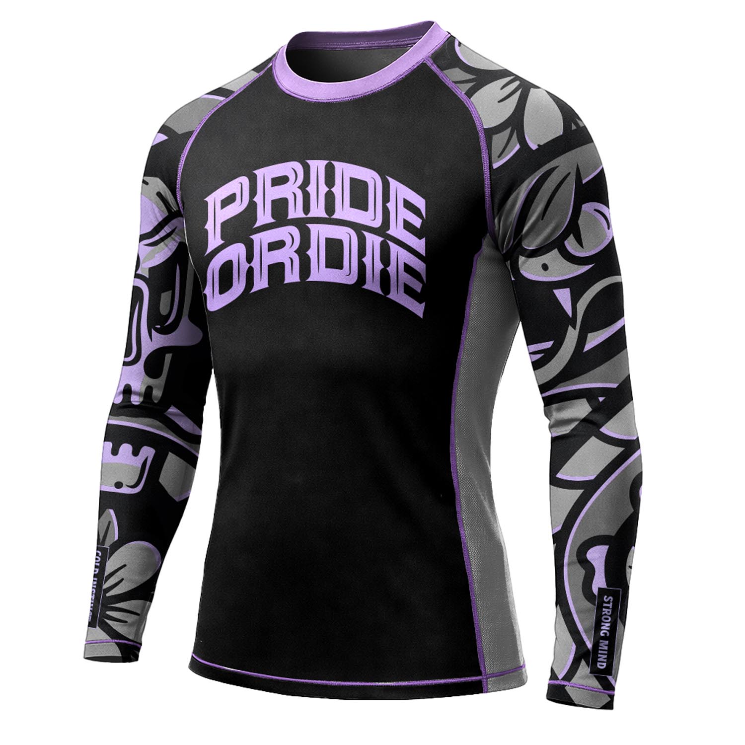 PRiDEorDiE Rashguard, L/S, Cold Instinct, grey-purple, S