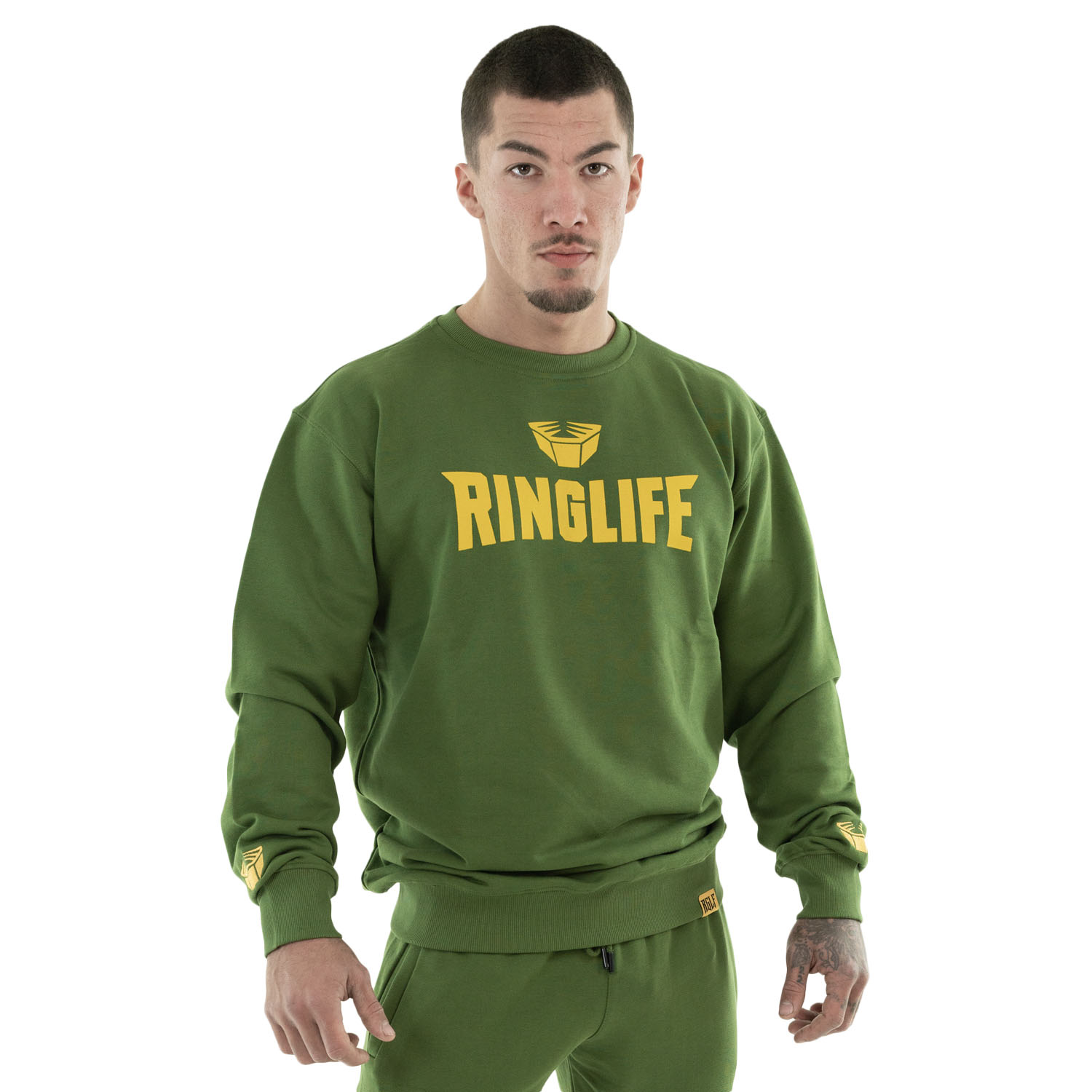 RINGLIFE Pullover, Logo, grün-gelb