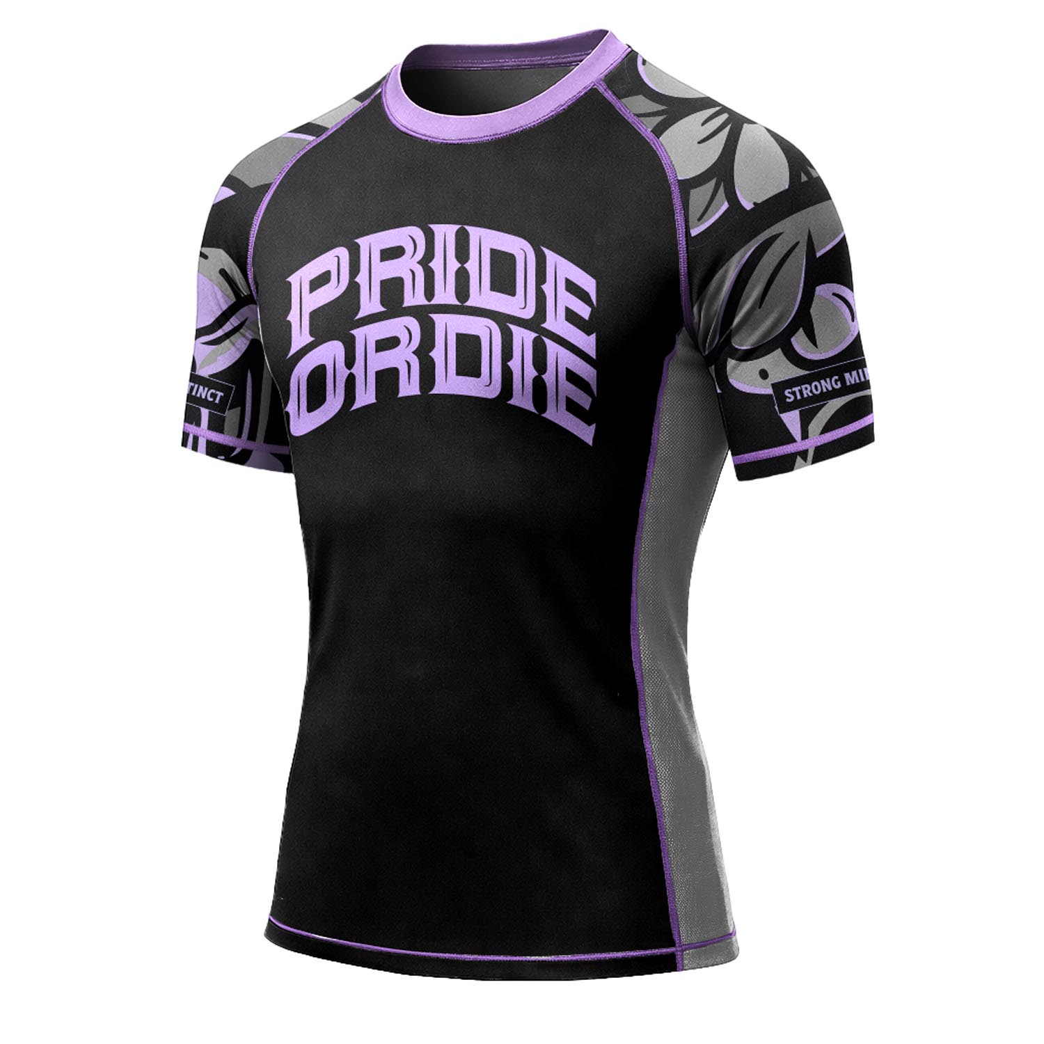 PRiDEorDiE Rashguard, S/S, Cold Instinct, grey-purple, M