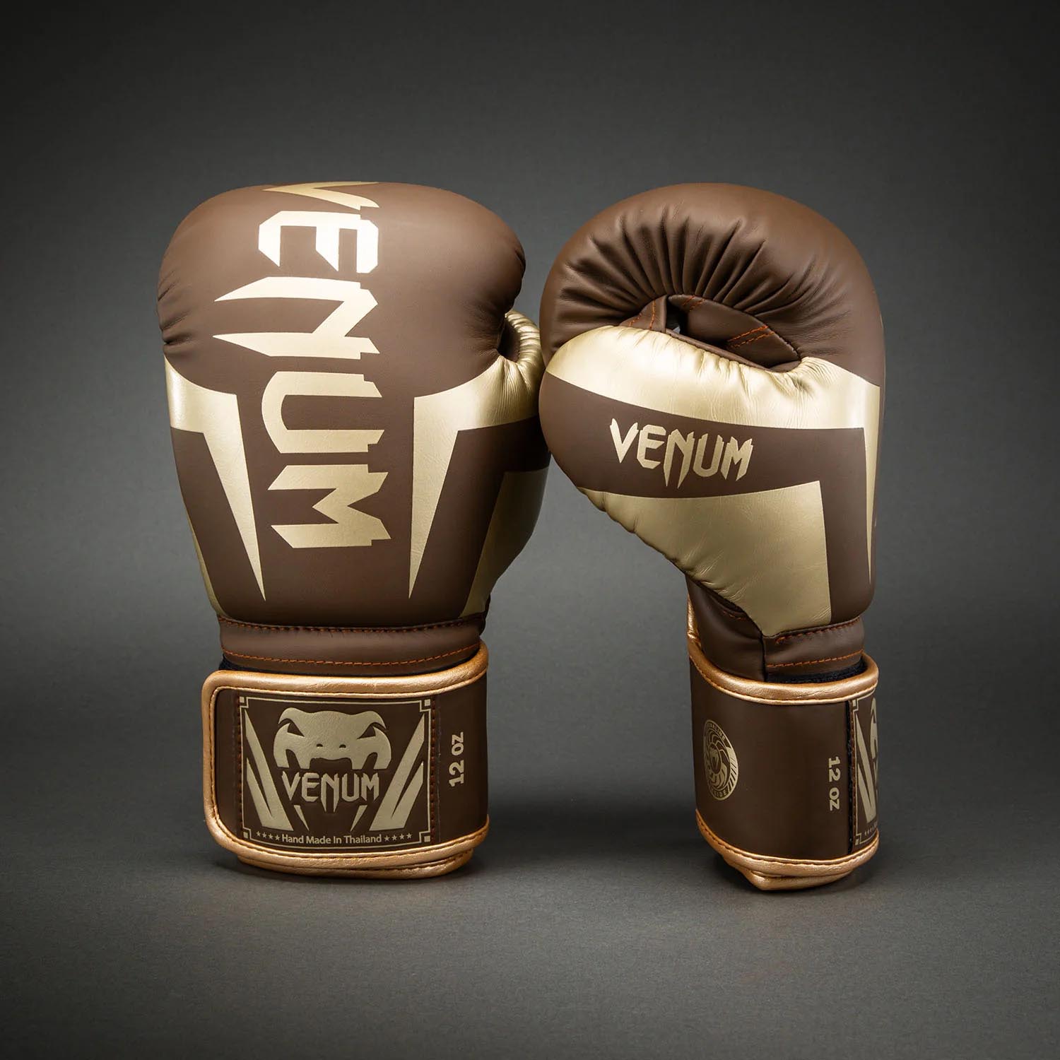 VENUM Boxing Gloves, Elite, brown-gold, 12 Oz