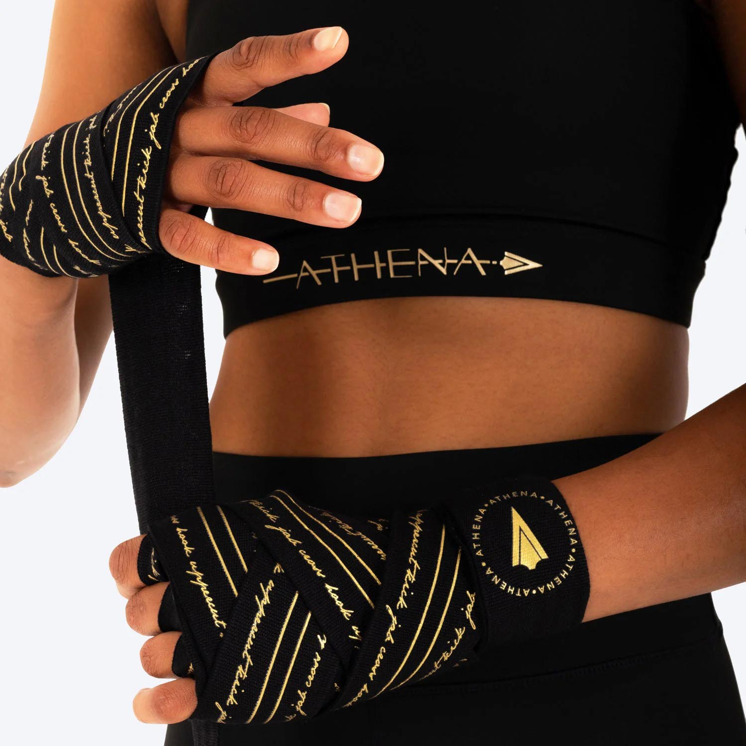 ATHENA Hand Wraps, Nerio, semi elastic, 4.5 m, black-gold